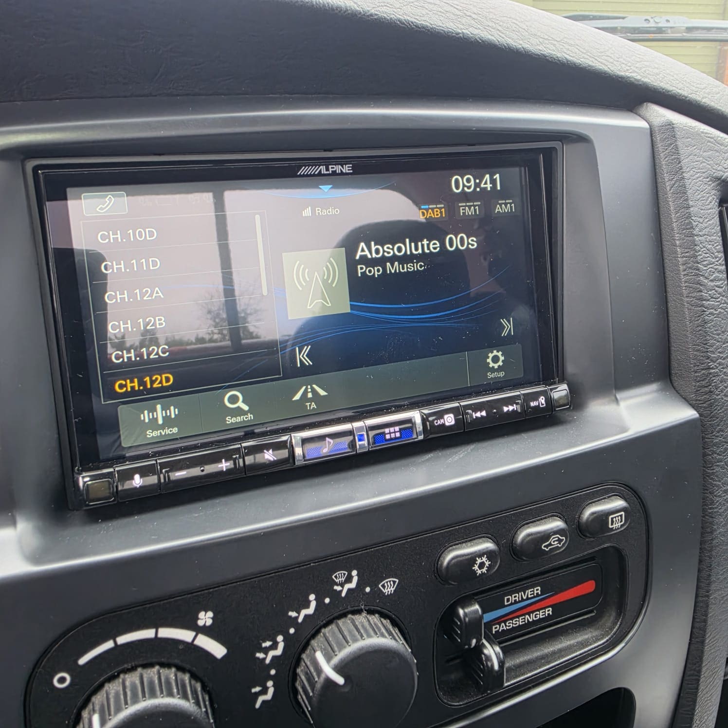 Stereo upgrade in progress on a 2003 Dodge Ram with wiring adapted for factory hands-free kit