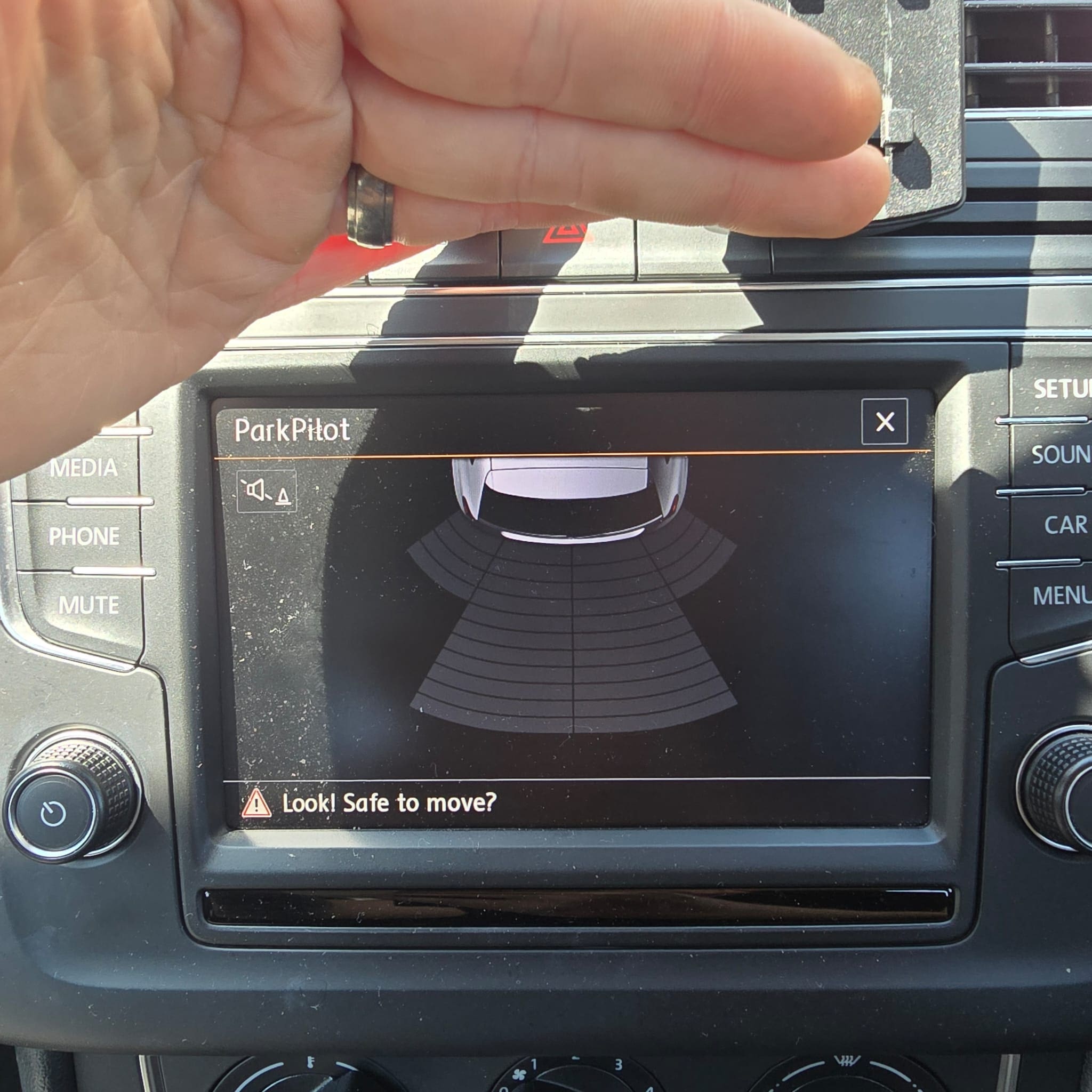 Integrated OEM VW parking sensor system fitted to a 2015 Polo