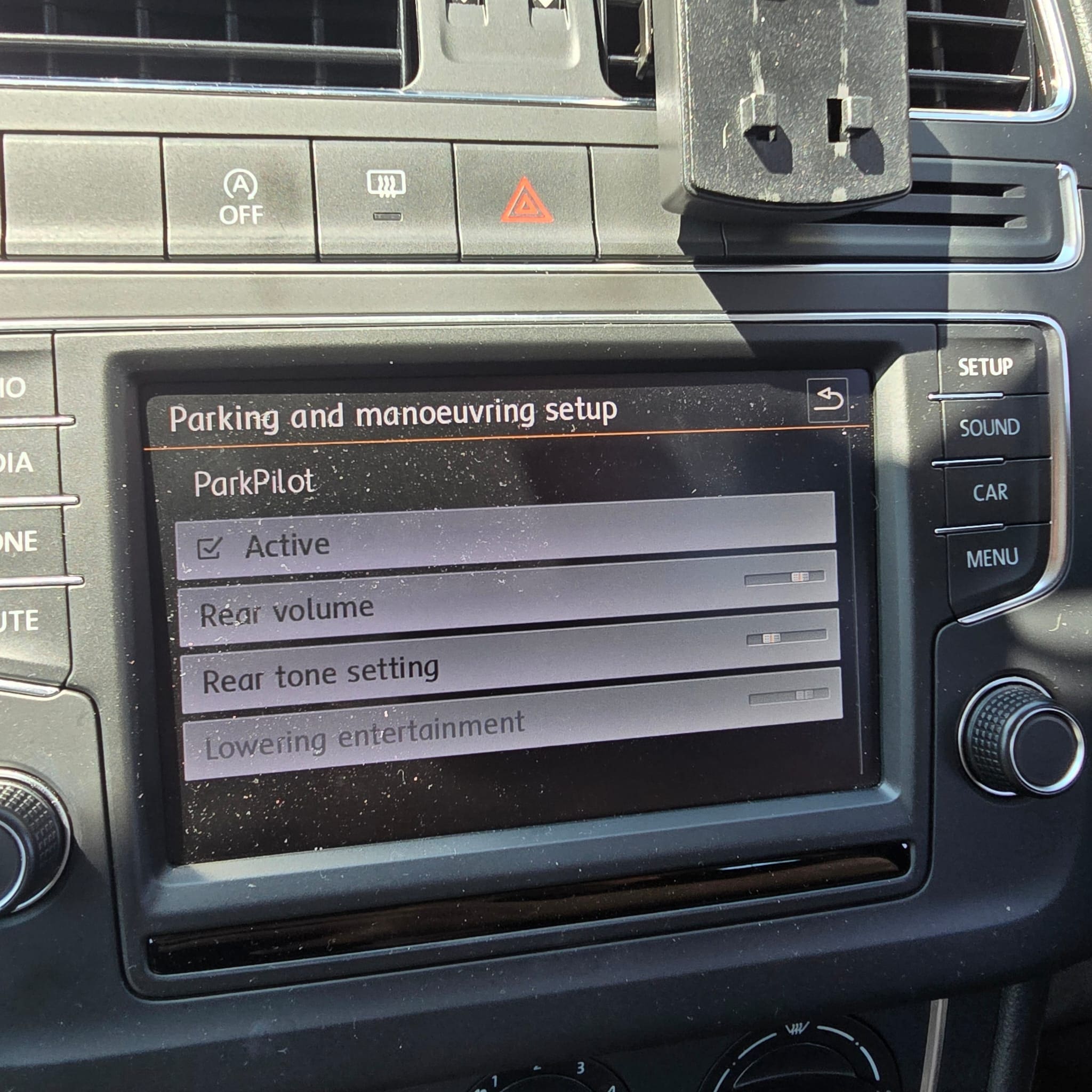 Rear parking sensor retrofit completed on a 2015 VW Polo with OEM-style integration