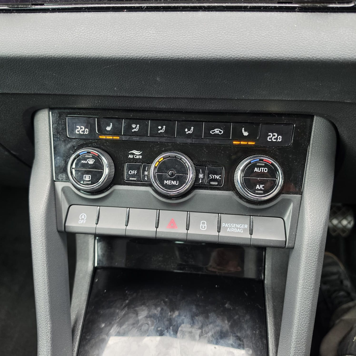 Completed front heated seat retrofit on a 2021 Skoda Karoq