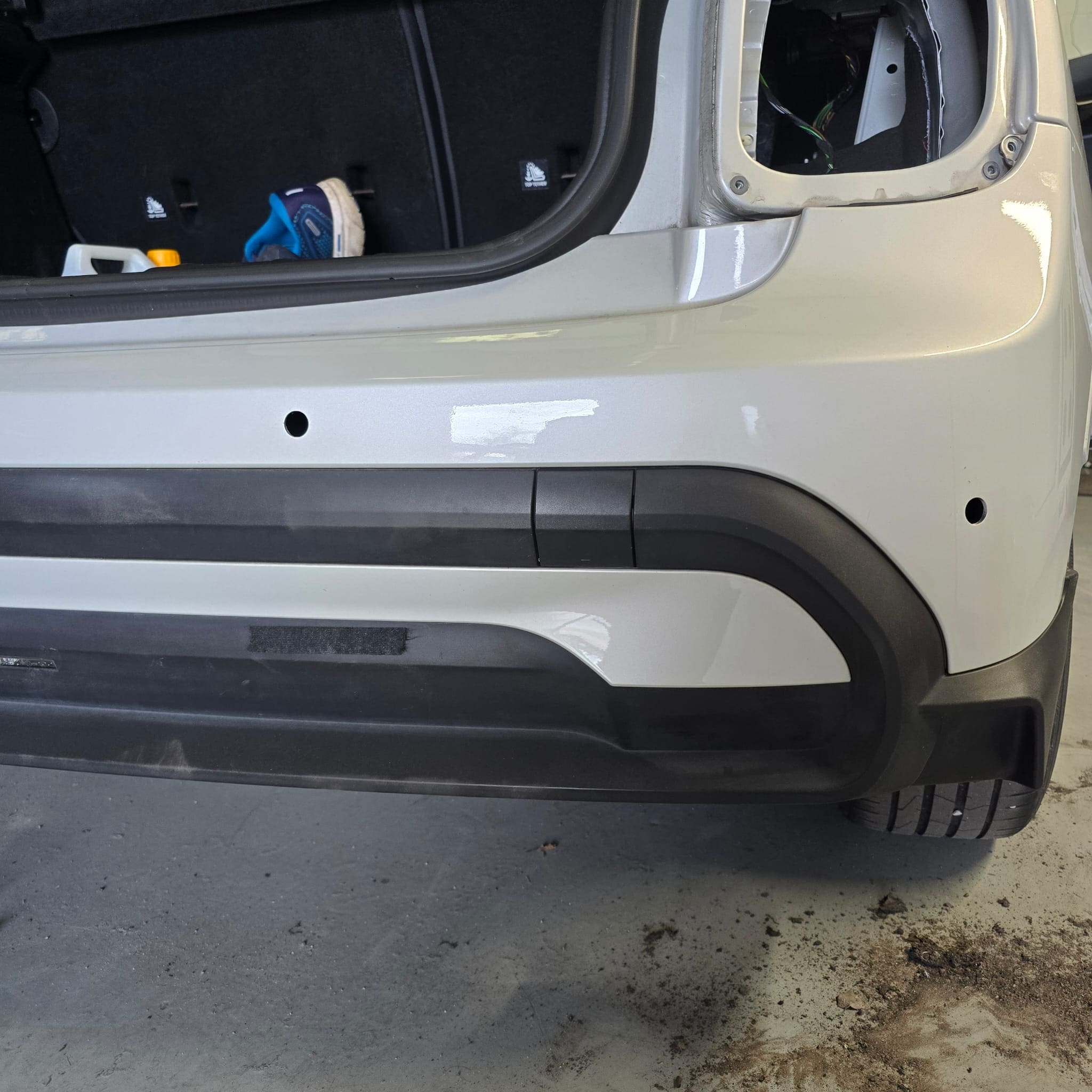 Vodafone R394 parking sensor kit installed on a 2022 Mini Cooper with flush-fit sensors