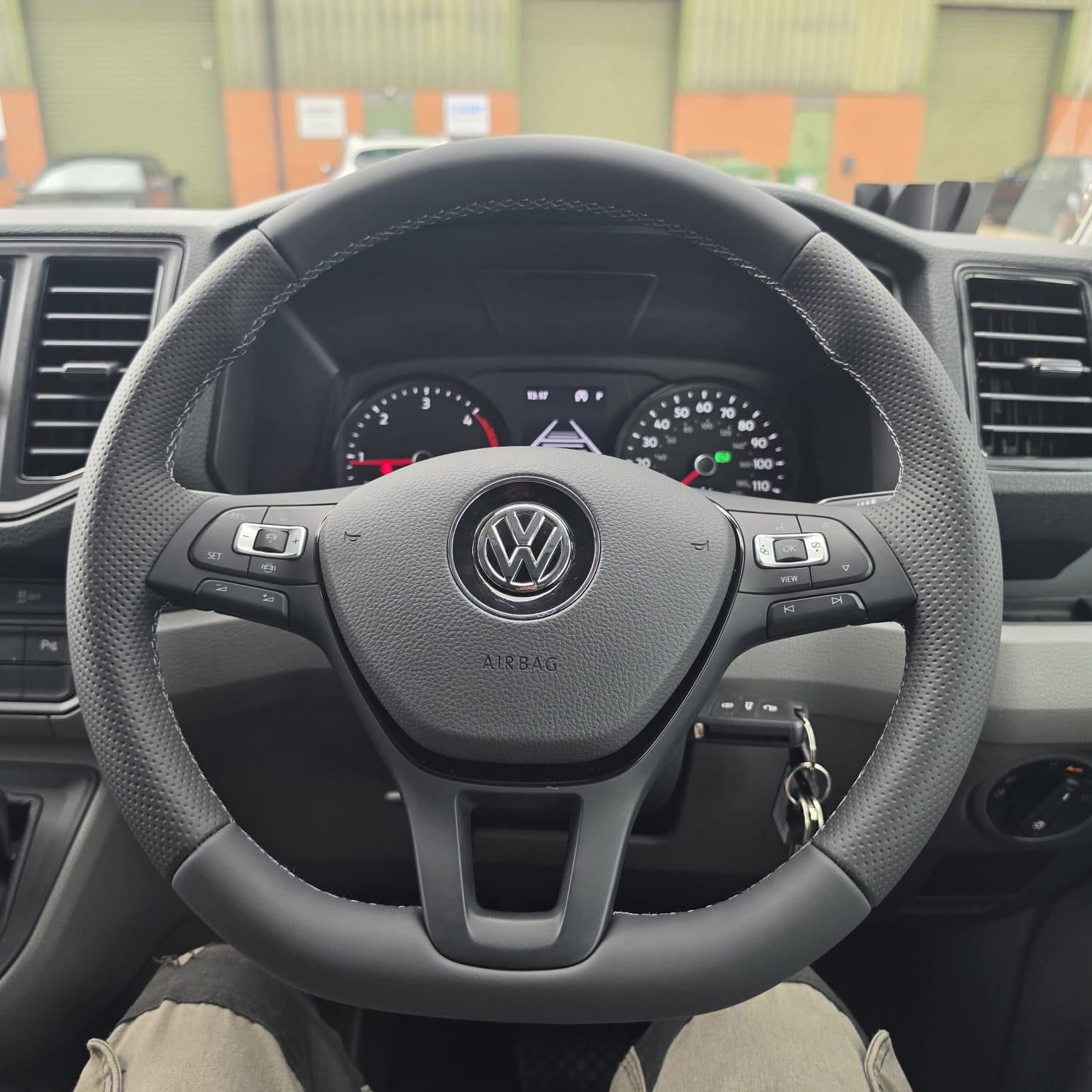 VW Crafter adaptive cruise control retrofit with upgraded flat bottom steering wheel installed
