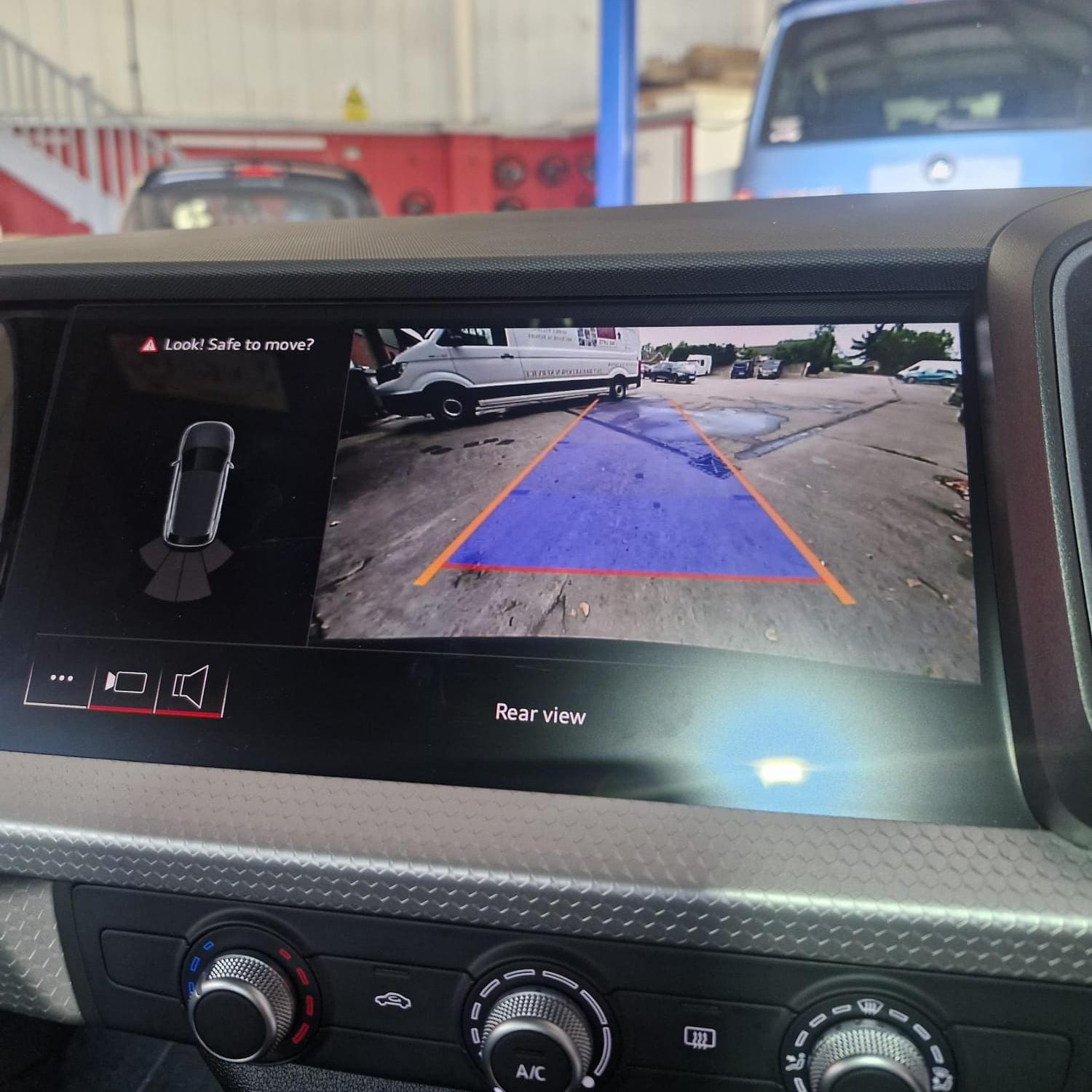 Completed Audi A1 reversing camera retrofit with genuine OEM components