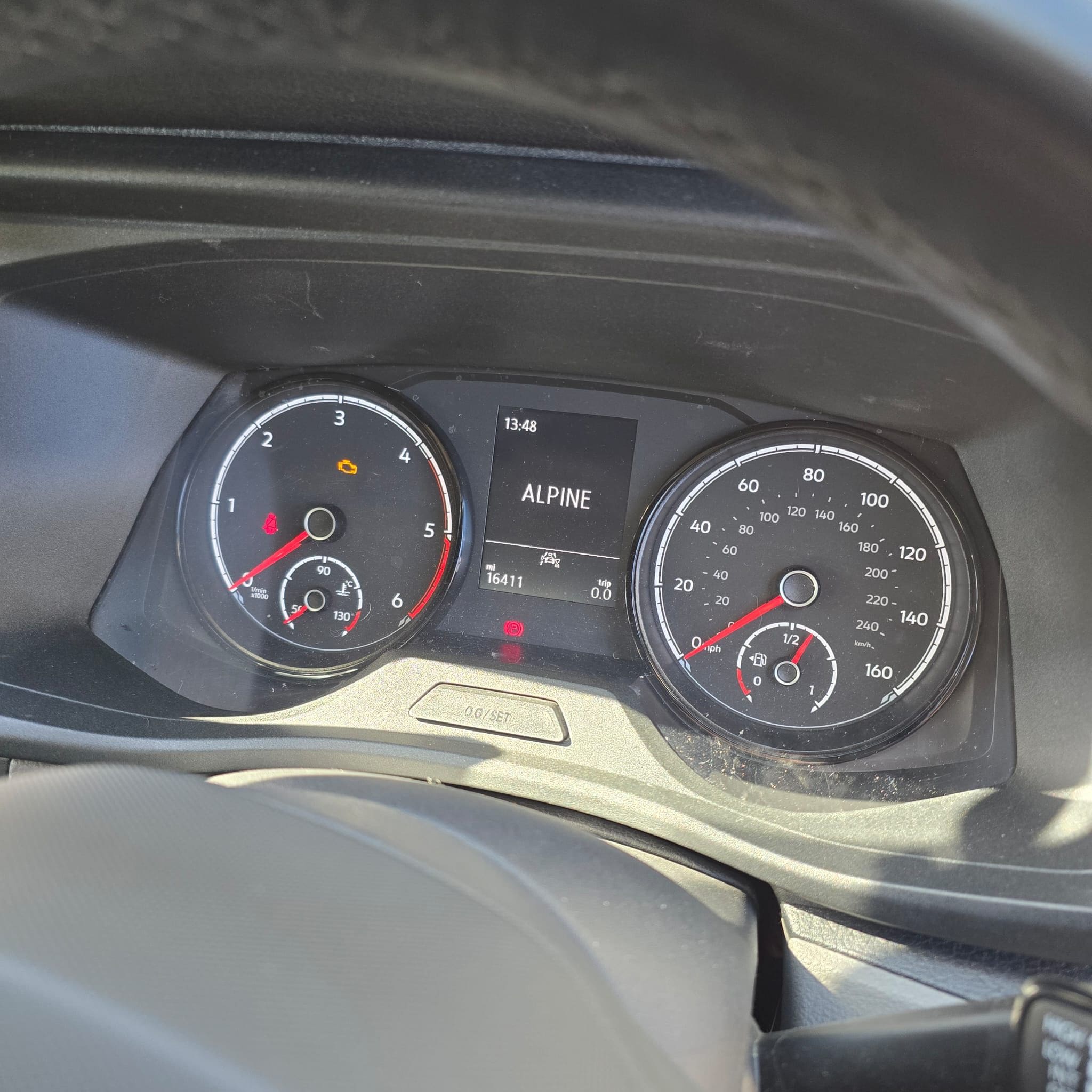 Alpine Halo 9 screen fitted in a VW T6.1 after dashboard trimming for proper alignment