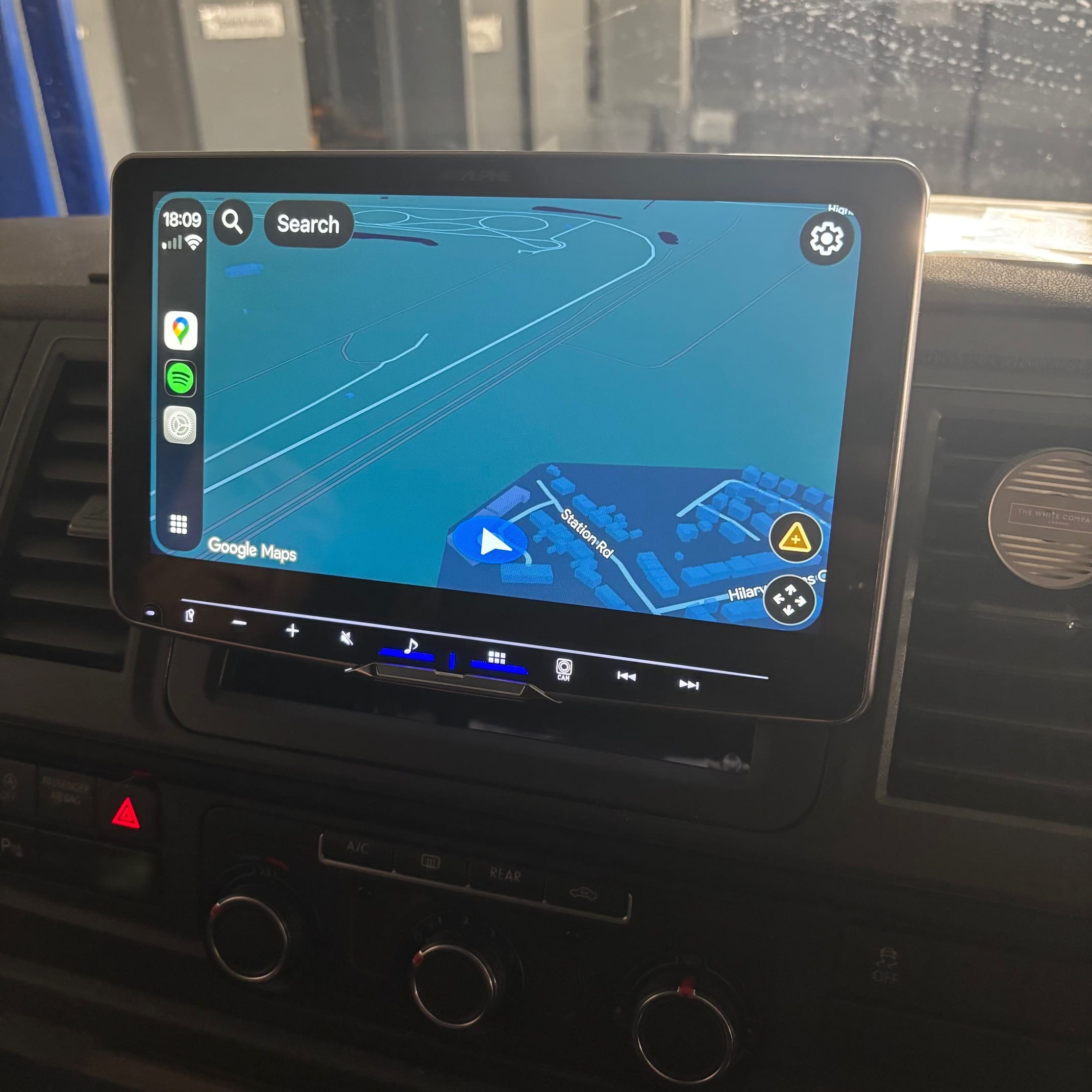 Alpine Halo 9 and rear view camera retrofit completed in a VW Transporter ready for daily driving