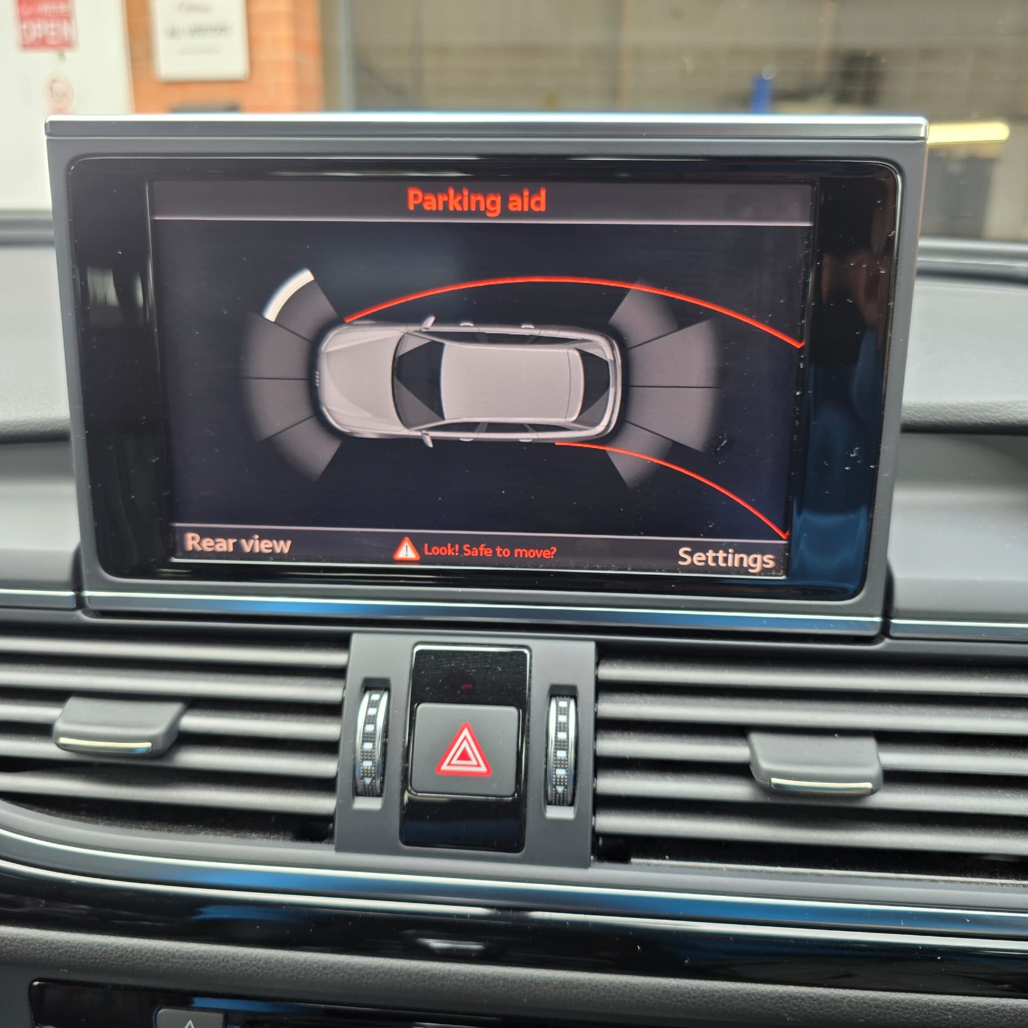 Audi A4 B9 rear view camera retrofit completed with accurate dynamic guideline operation