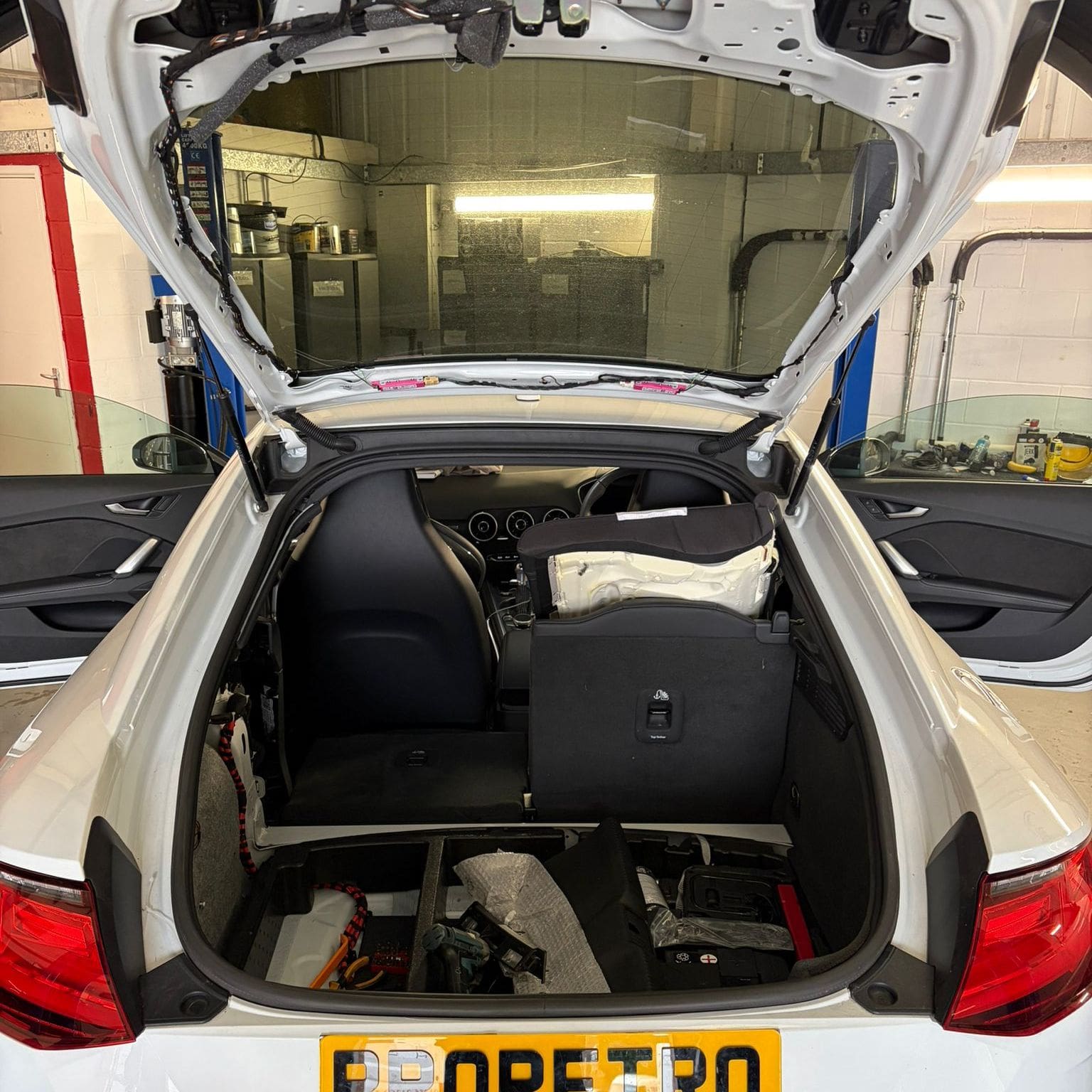Audi TT Mk2 8S camera retrofit wiring routed neatly for OEM-style fitment