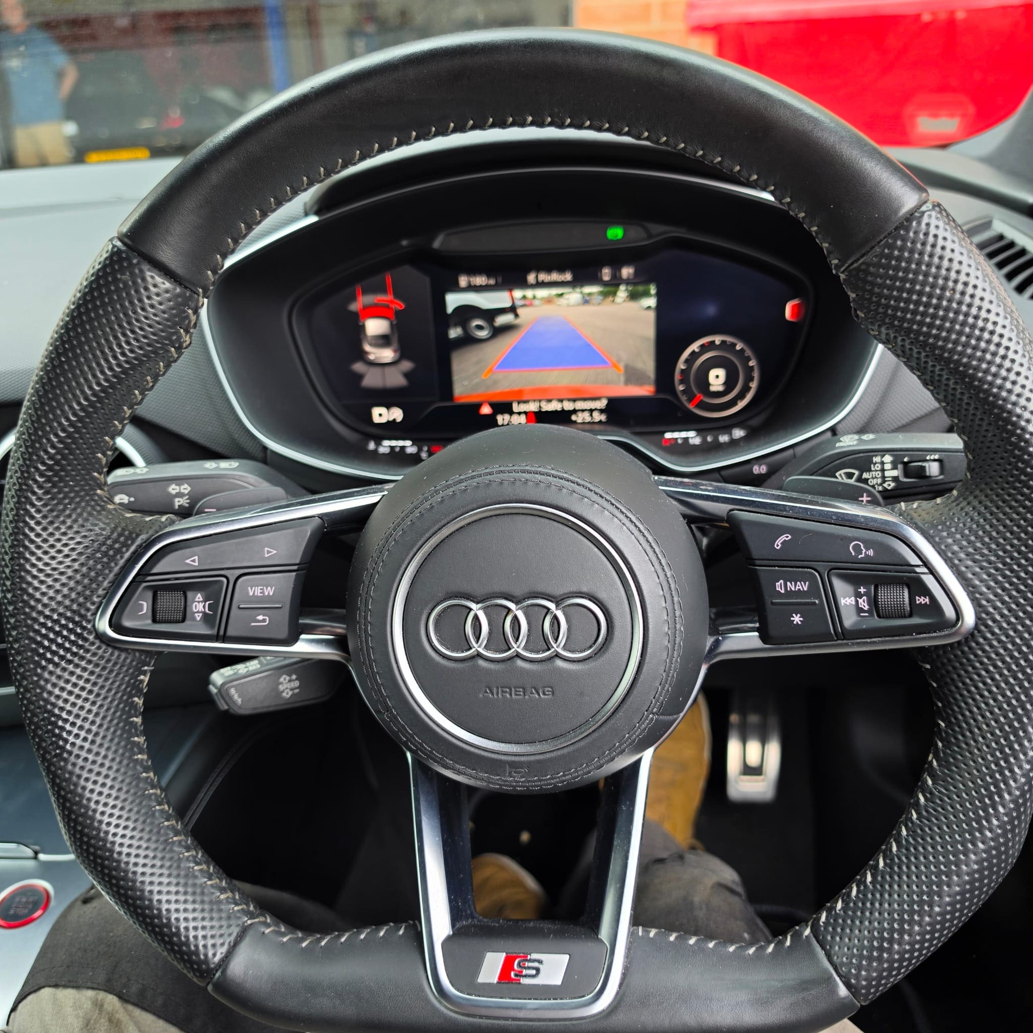 Factory-style rear camera integration on Audi TTS Mk3 with parking sensor support