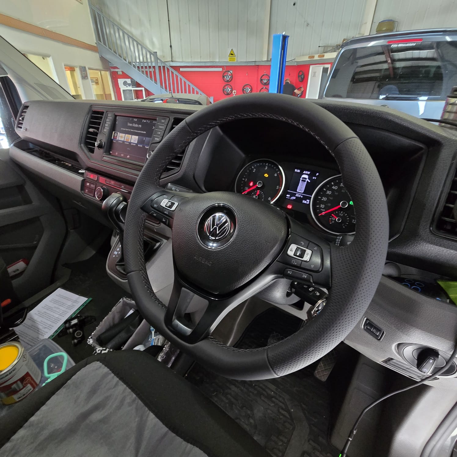 VW Crafter leather steering wheel upgrade with genuine leather and factory fit