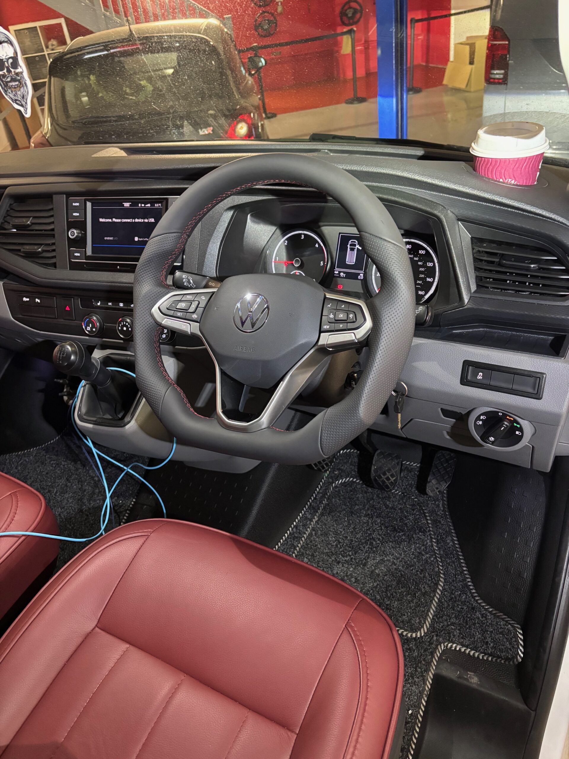 Custom Leather Steering Wheel for VW T6.1
