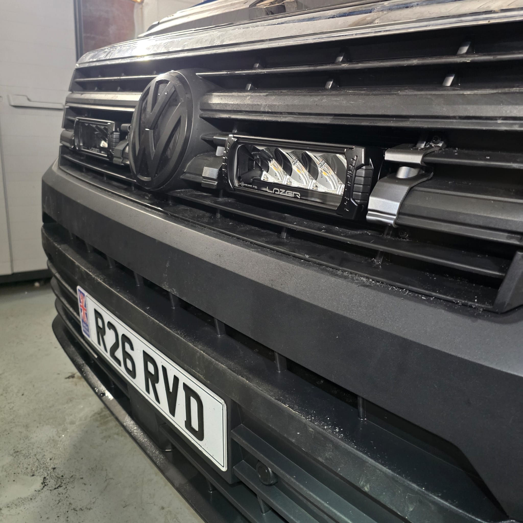 VW Crafter with Lazer Lamps night shot