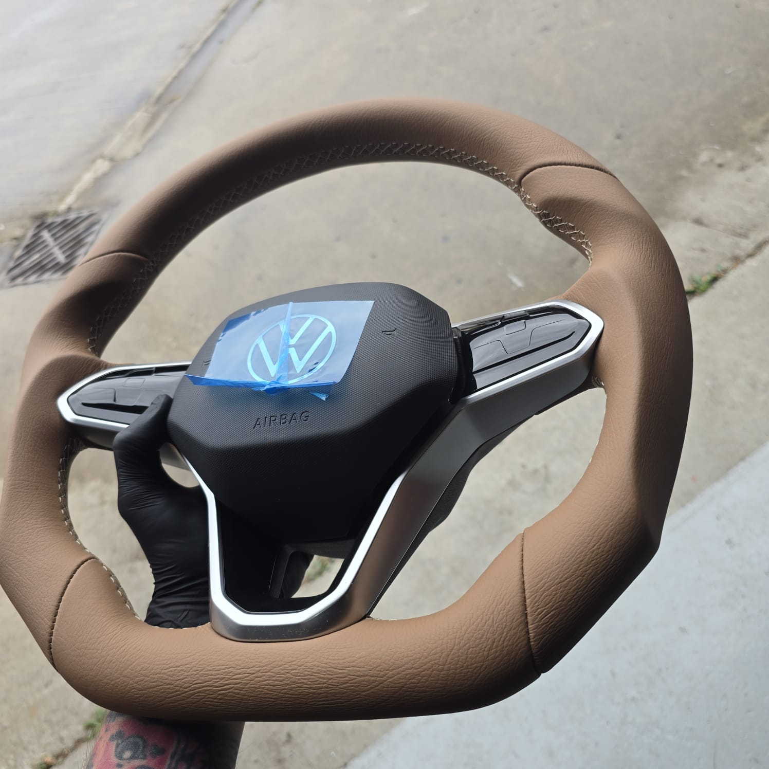 Custom Leather Matched VW T6.1 Steering Wheel