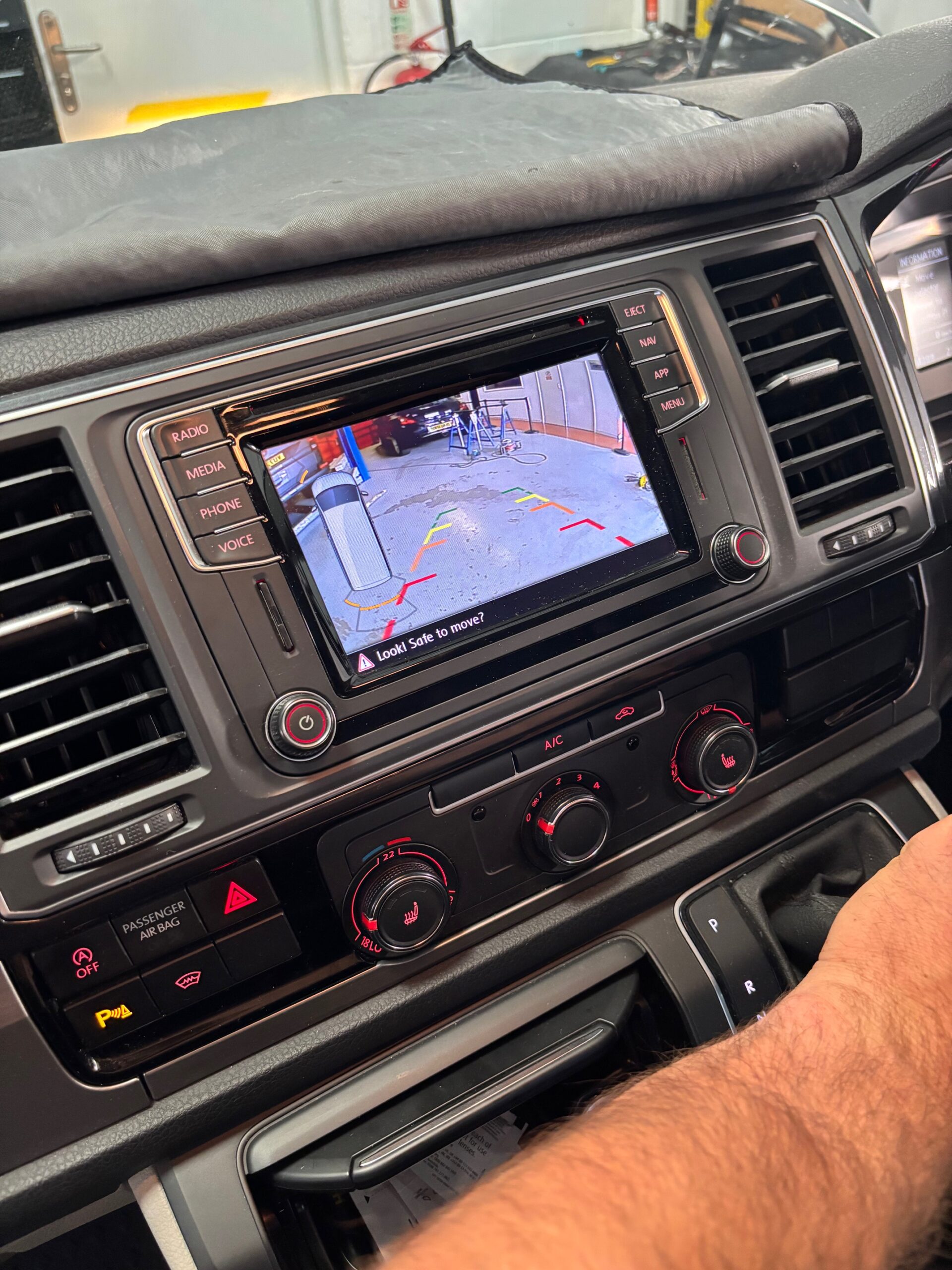 VW Transporter camera retrofit close-up