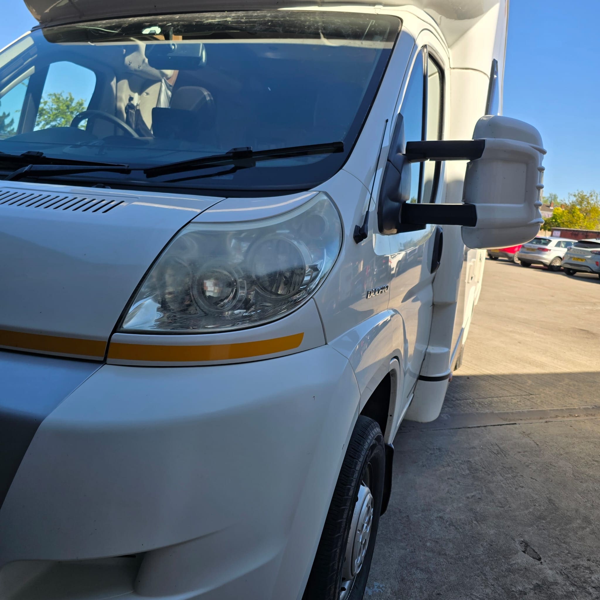 Completed cruise control retrofit on Fiat Ducato motorhome ready for long-distance driving