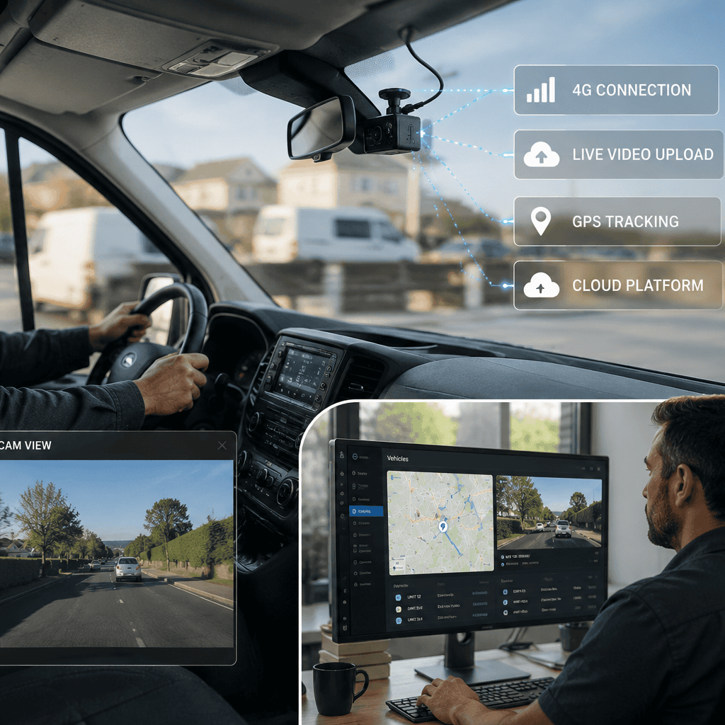 Installed fleet tracking and dash cam system for business vehicles