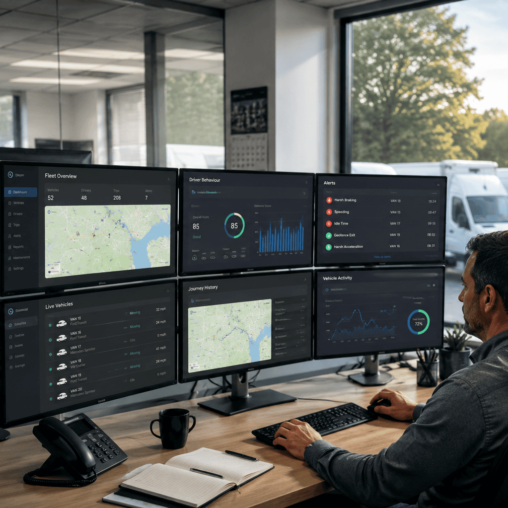 Commercial van tracking and remote dash cam access installation