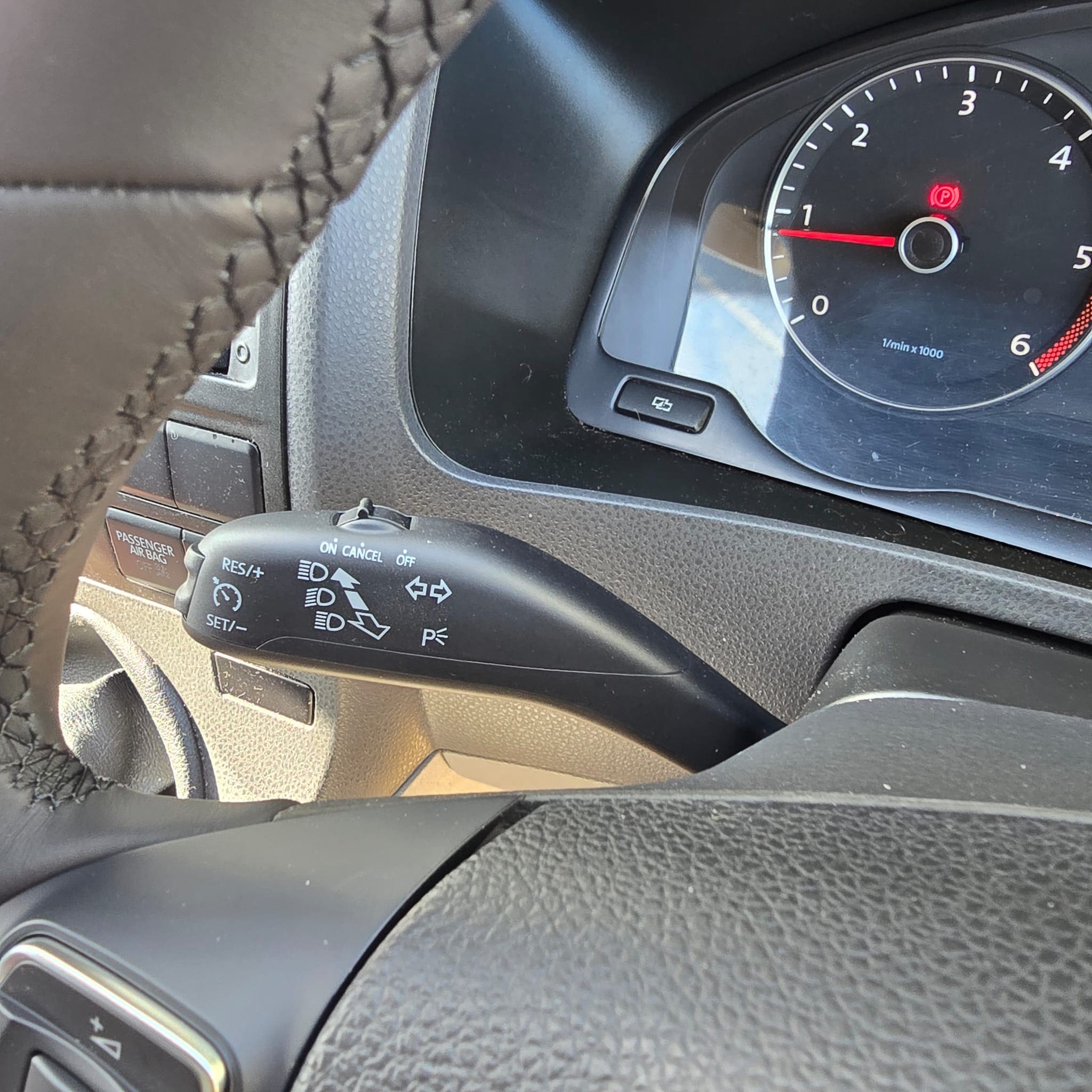 Close-up of nappa leather trim finish inside VW T5.1 after full interior retrim