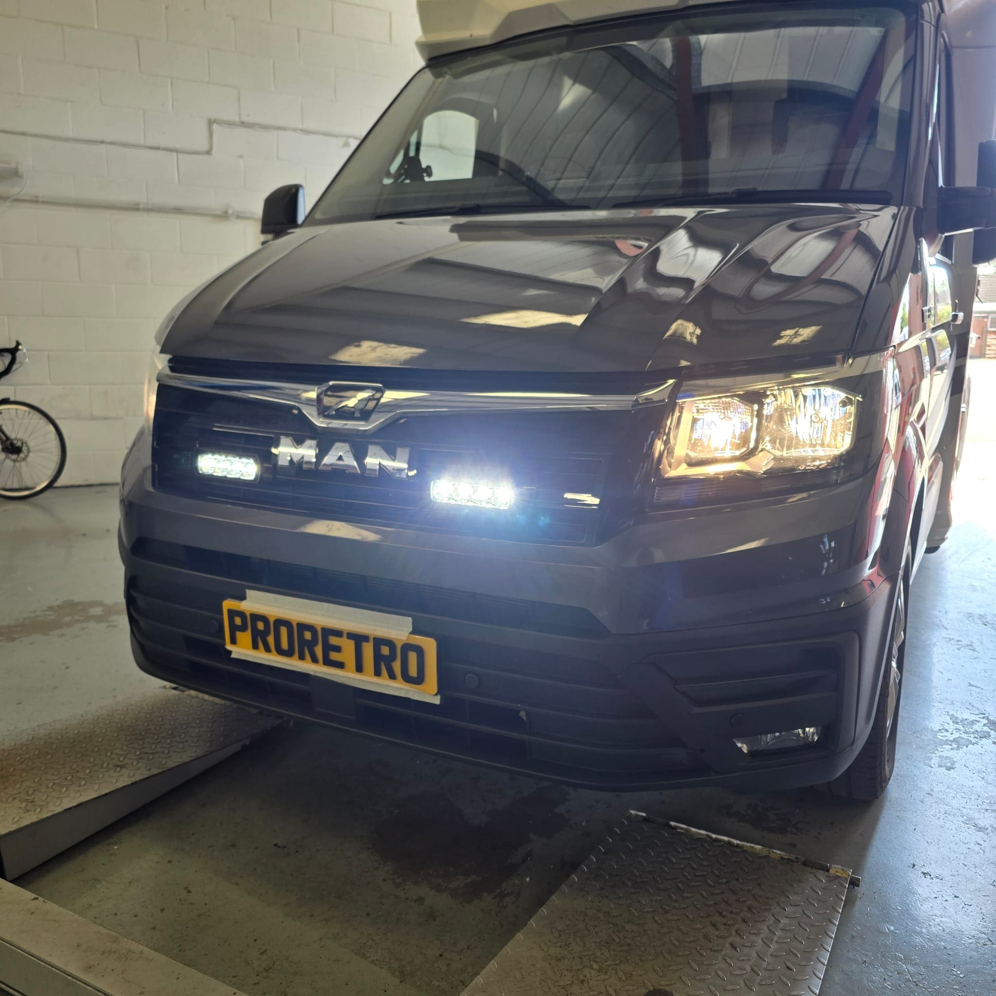 MAN TGE KNAUS bumper grille cutout finished to suit the LAZER lights kit