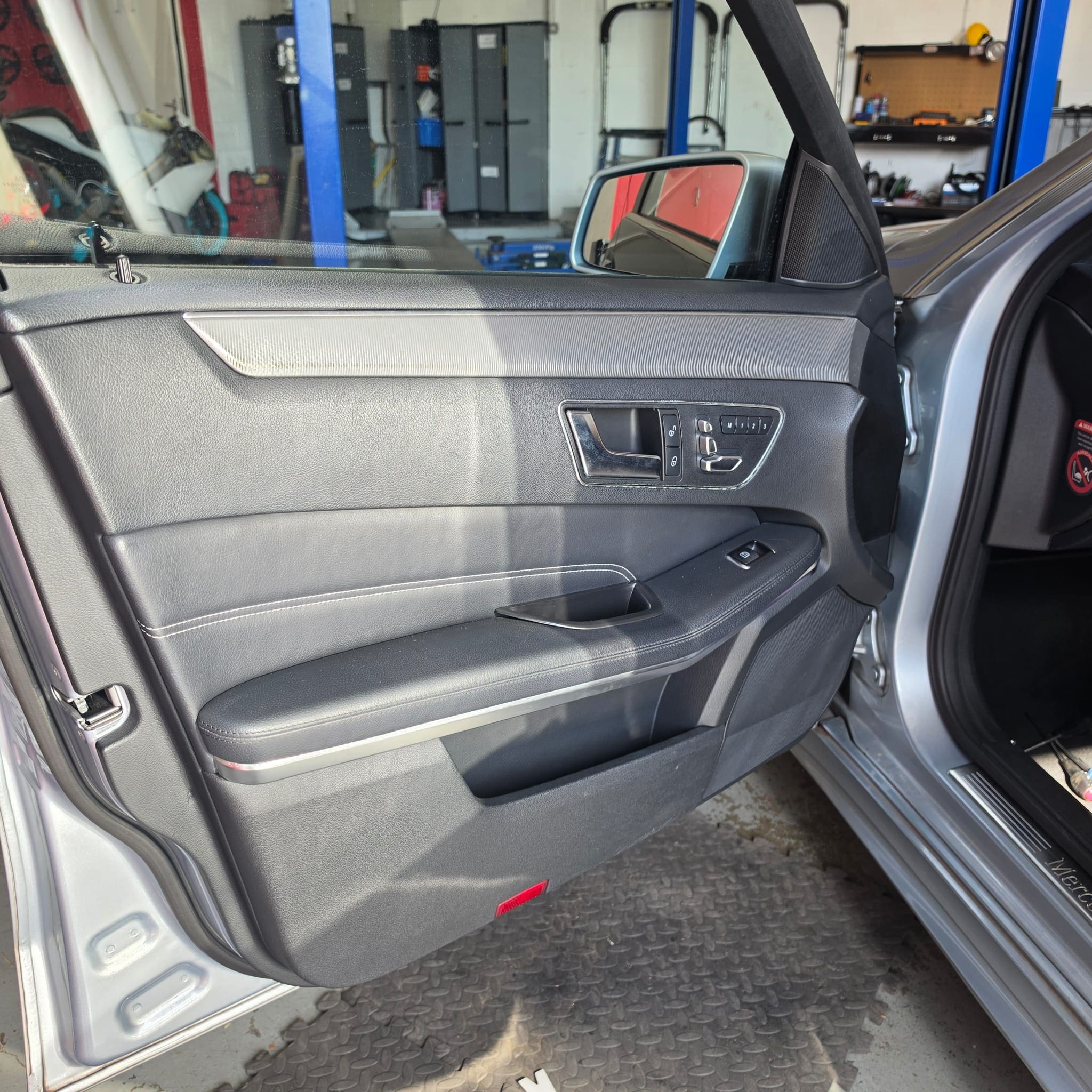 Replacement Mercedes E-Class interior trim set prepared for dashboard and door installation