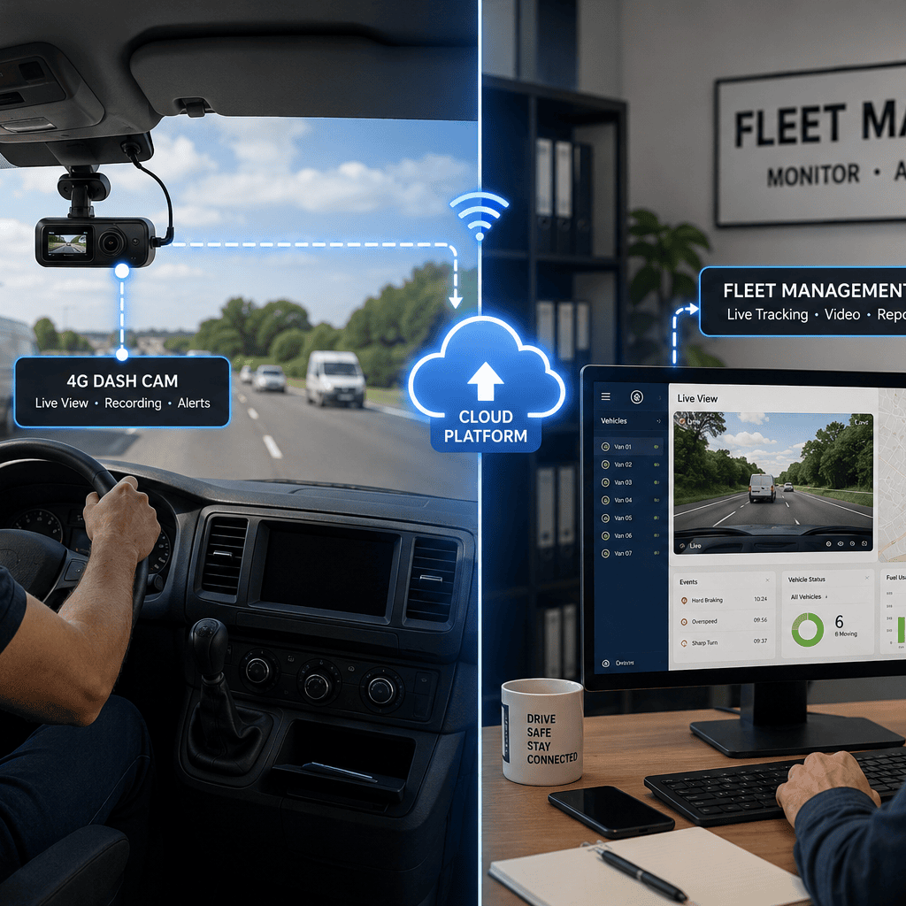 Fleet management tracking platform and 4G dash cam installation setup