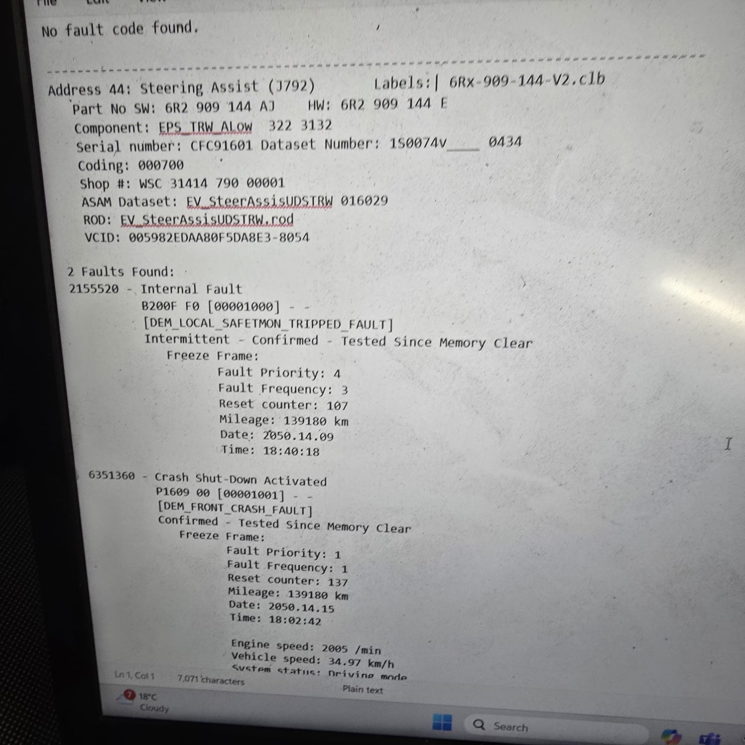 Steering Sensor Calibration VW Up 2016