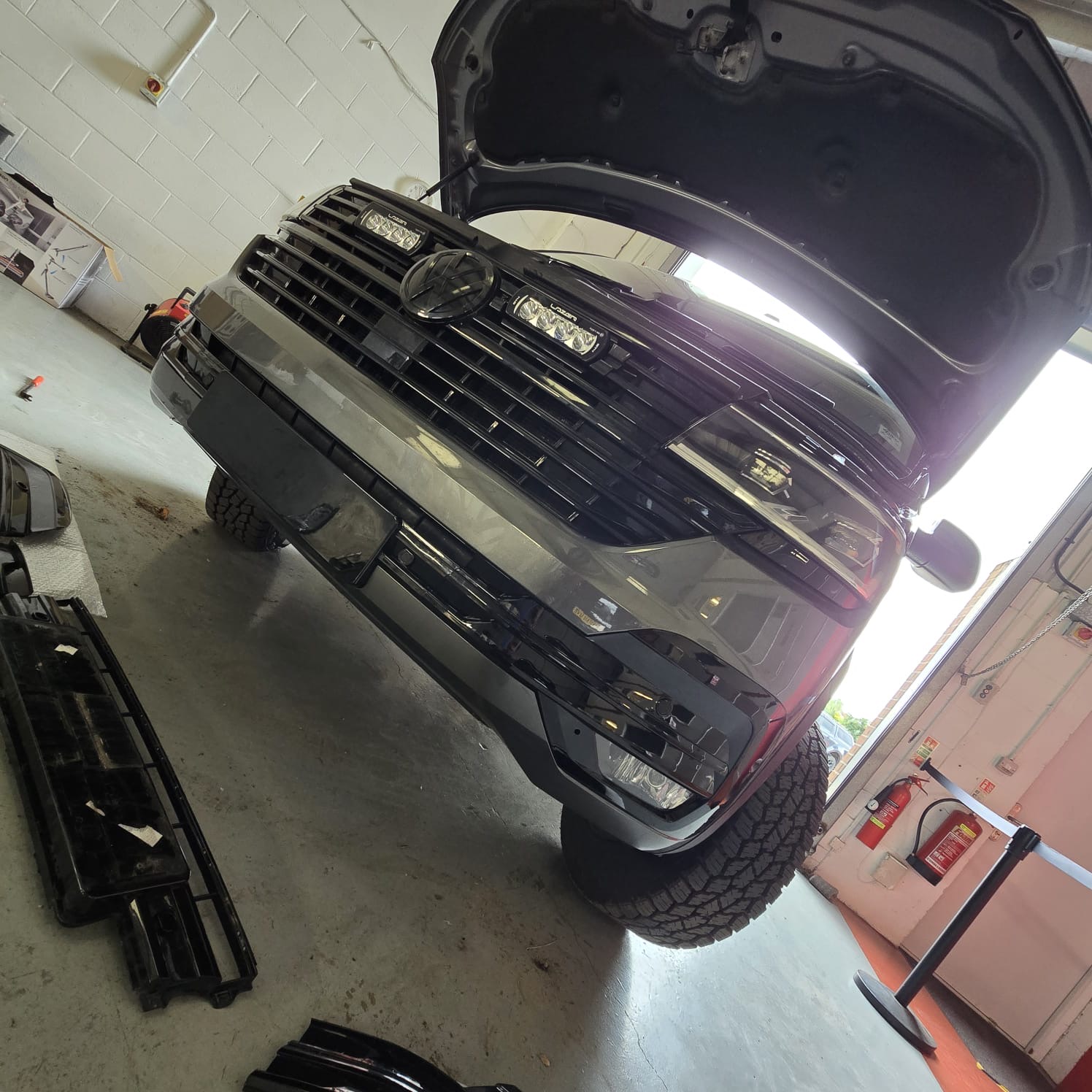 VW T6.1 gloss black lower grille replacement close-up