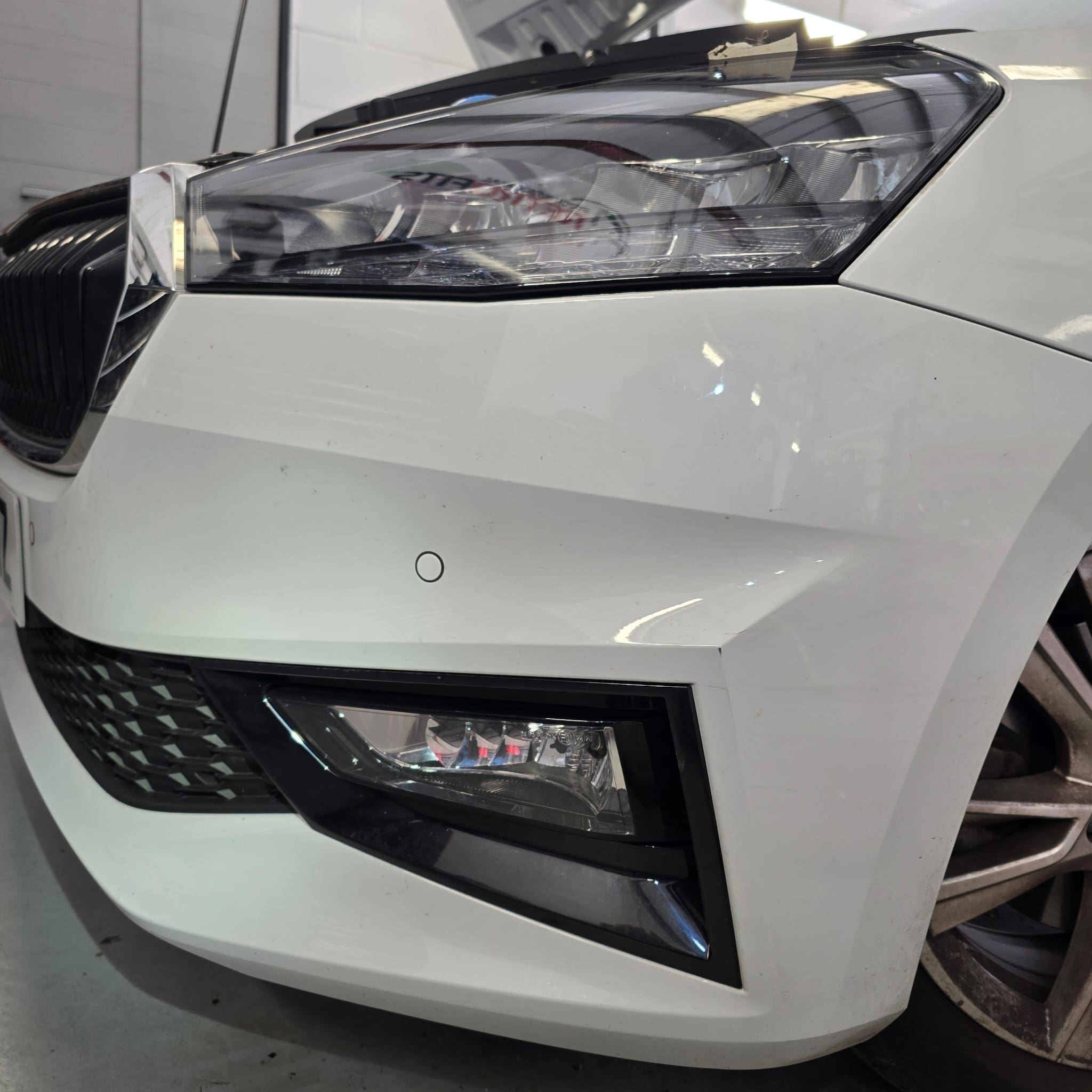 Skoda Fabia 2025 infotainment display showing parking system integration after coding