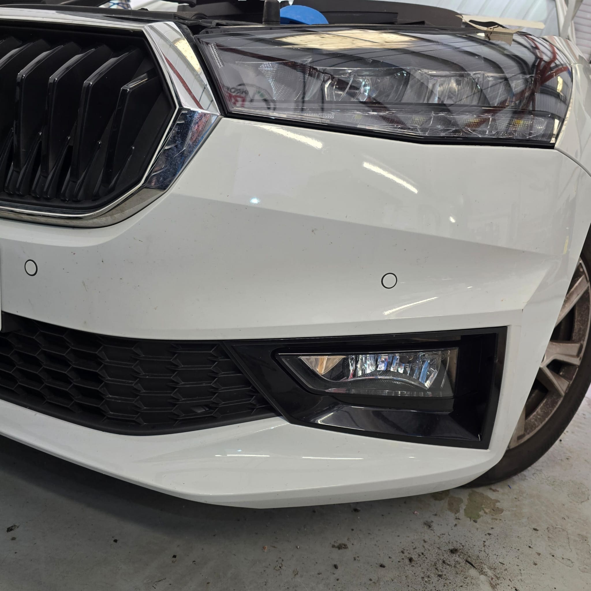 Skoda Fabia 2025 parking assistance screen after SFD2 coding and sensor integration