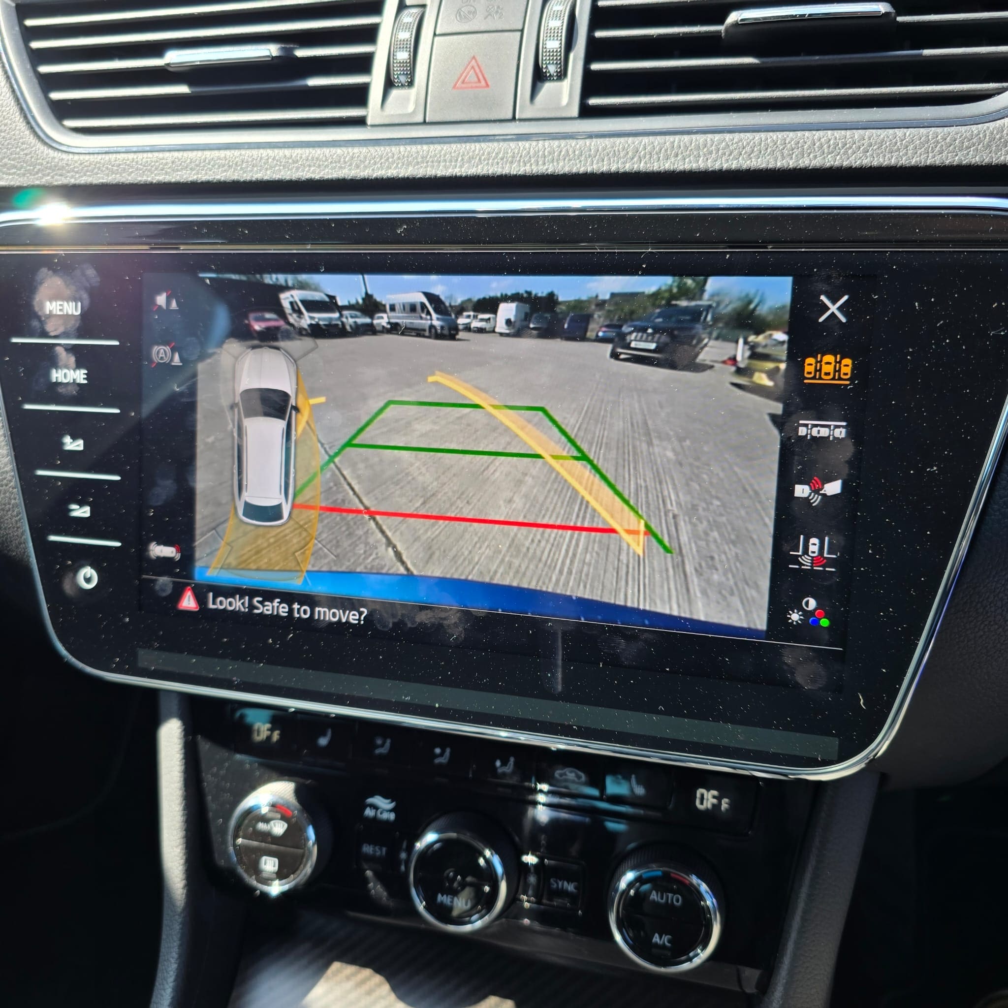 Calibration equipment setup used to verify Skoda Superb reversing camera operation