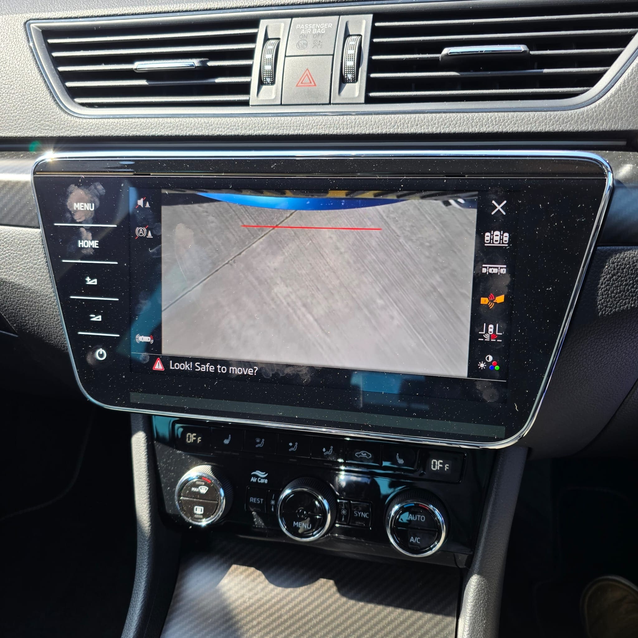 Neatly secured wiring following factory looms during Skoda Superb camera retrofit