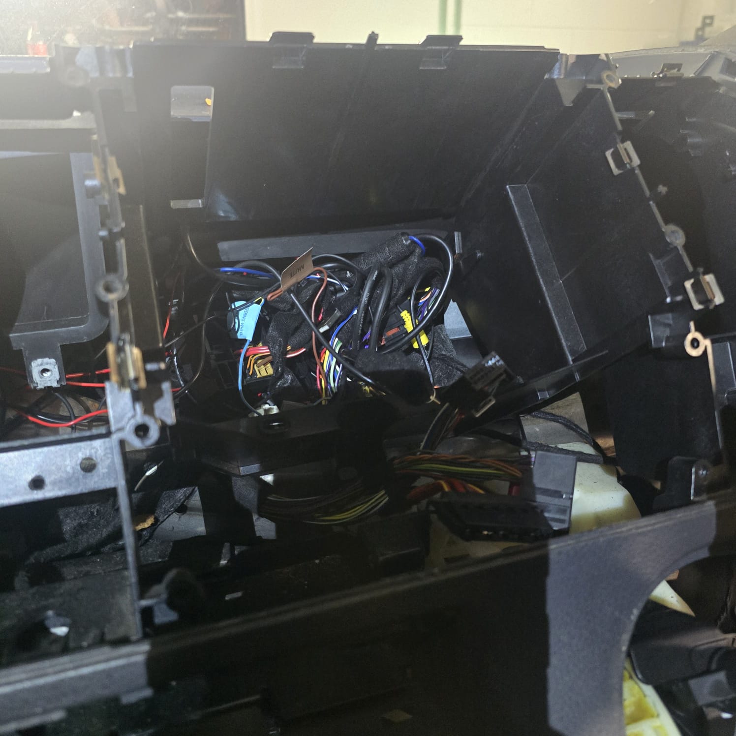 VW T5.1 HVAC unit exposed during repair