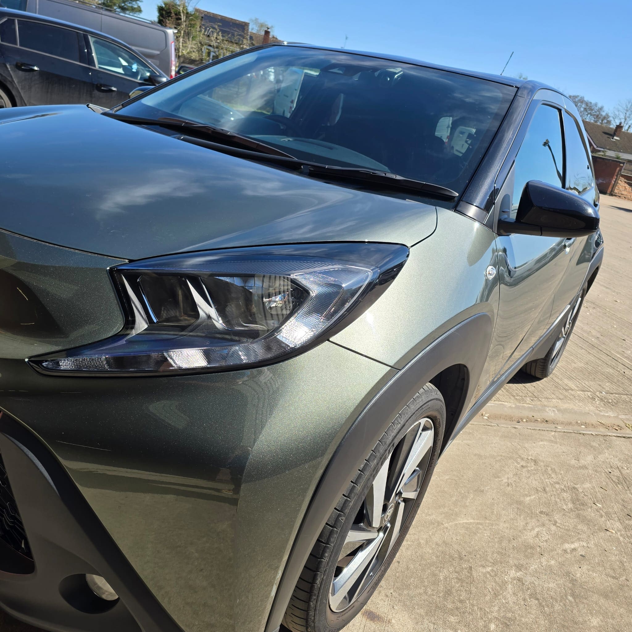 Toyota Aygo X Edge rear bumper with flush-fit Vodafone parking sensors installed for an OEM-style look