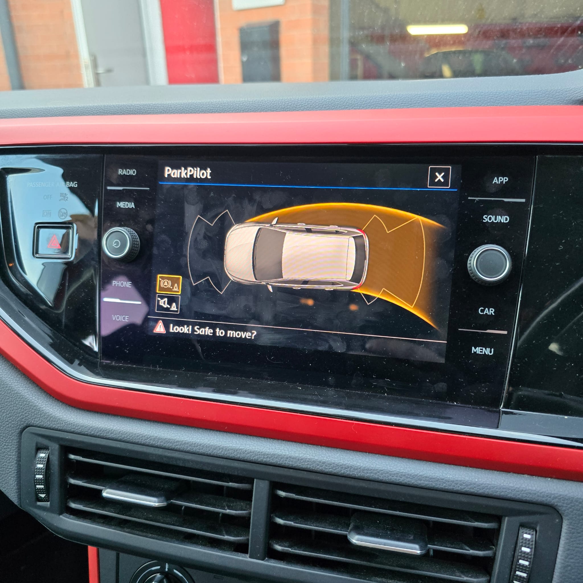 VW Polo AW OEM optical parking sensor retrofit installed front and rear