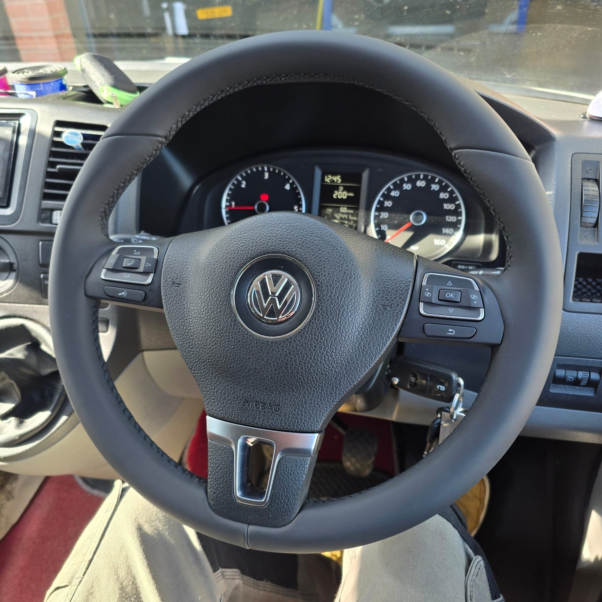 VW T5.1 dashboard view showing Kenwood multimedia system installed with a clean integrated finish