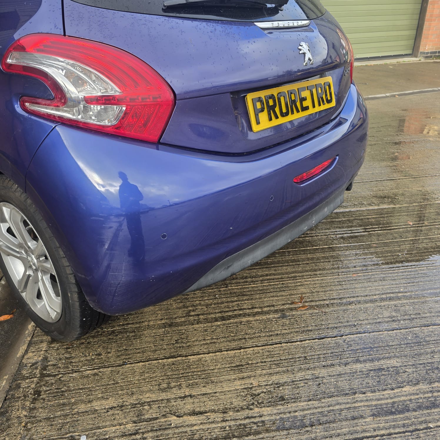Peugeot 208 rear bumper with flush sensors installed