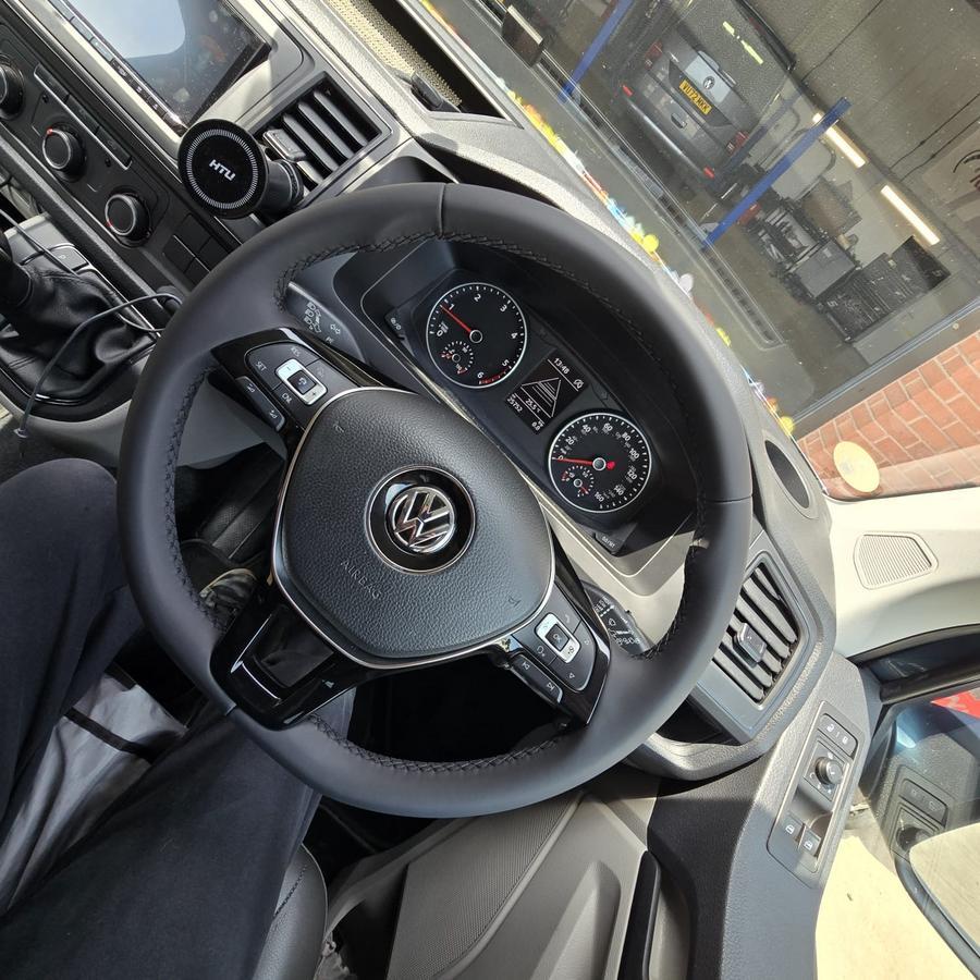 Bespoke Van Steering Wheel Upgrade with Lime Green Stitching