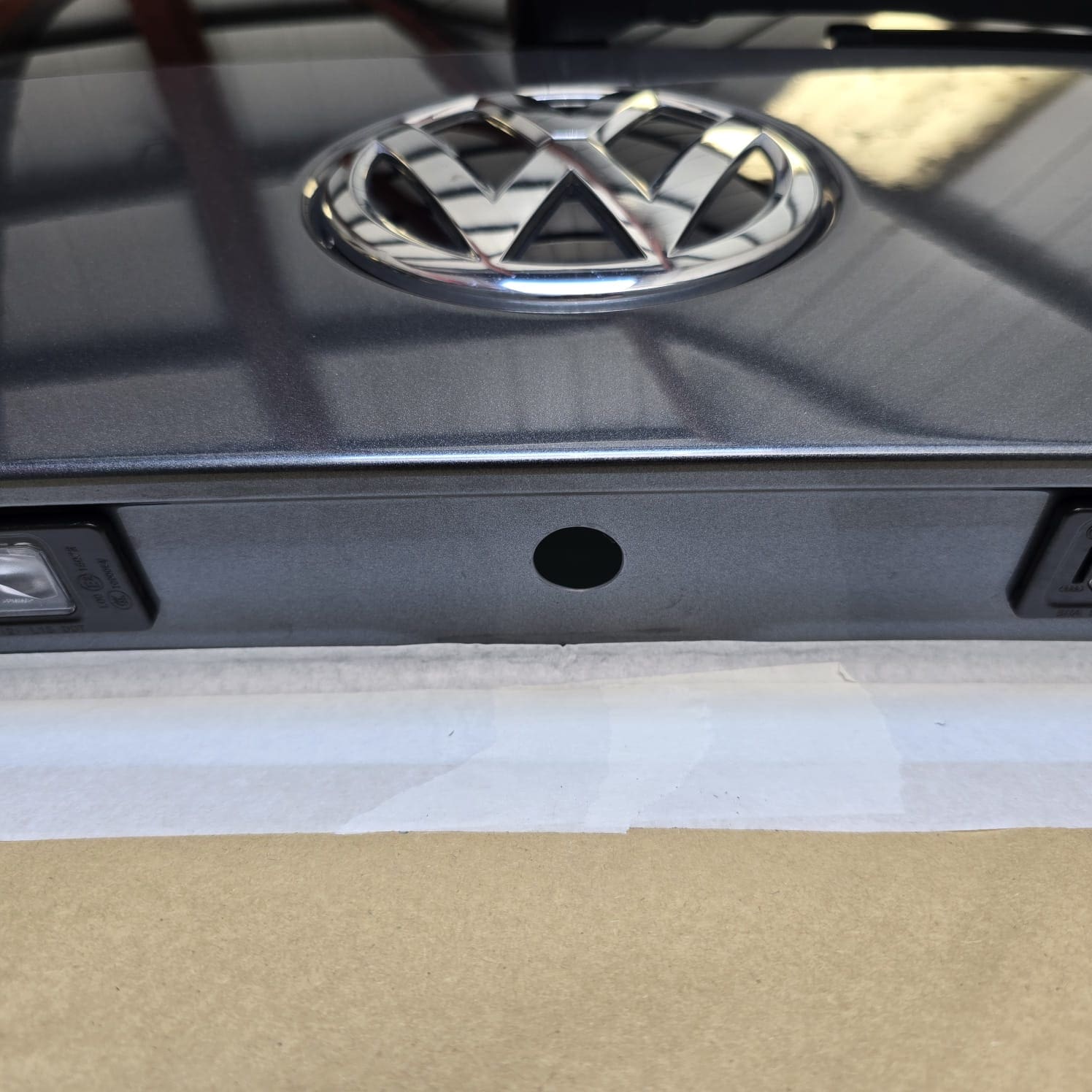 Volkswagen rear view installation with parking guidance lines