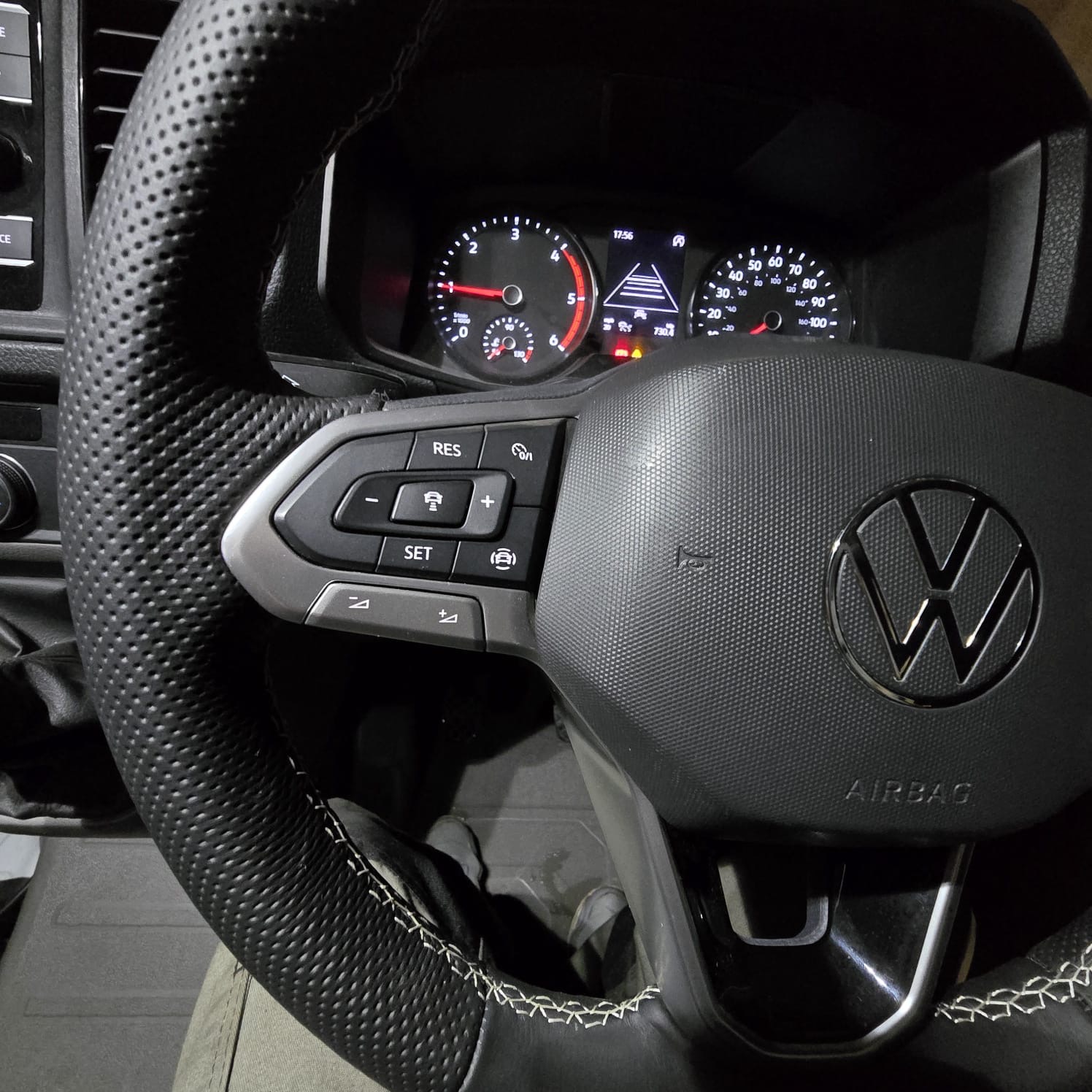 VW Crafter steering wheel retrimmed with Napa leather