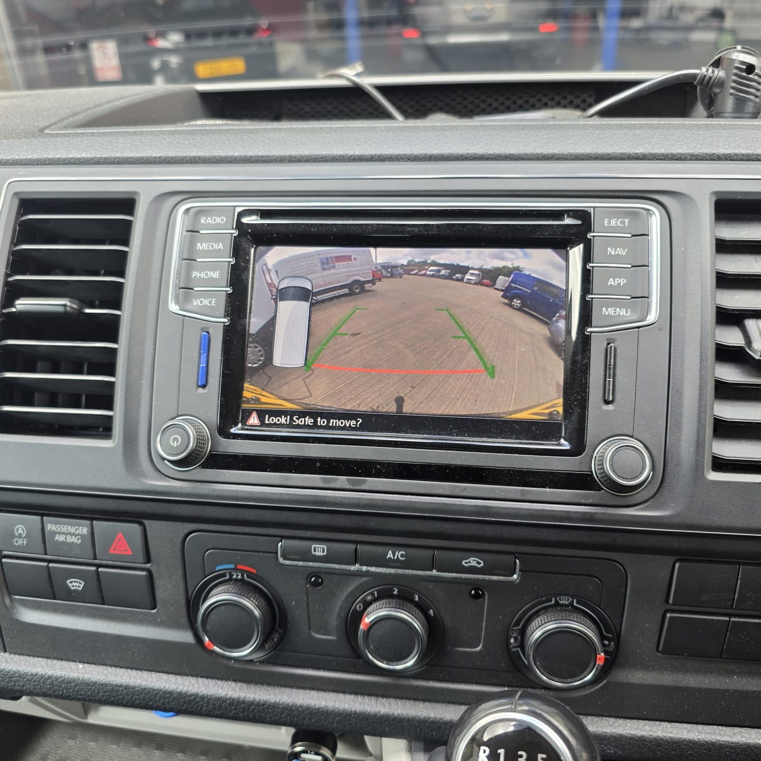 OEM rear view camera installed on VW Transporter