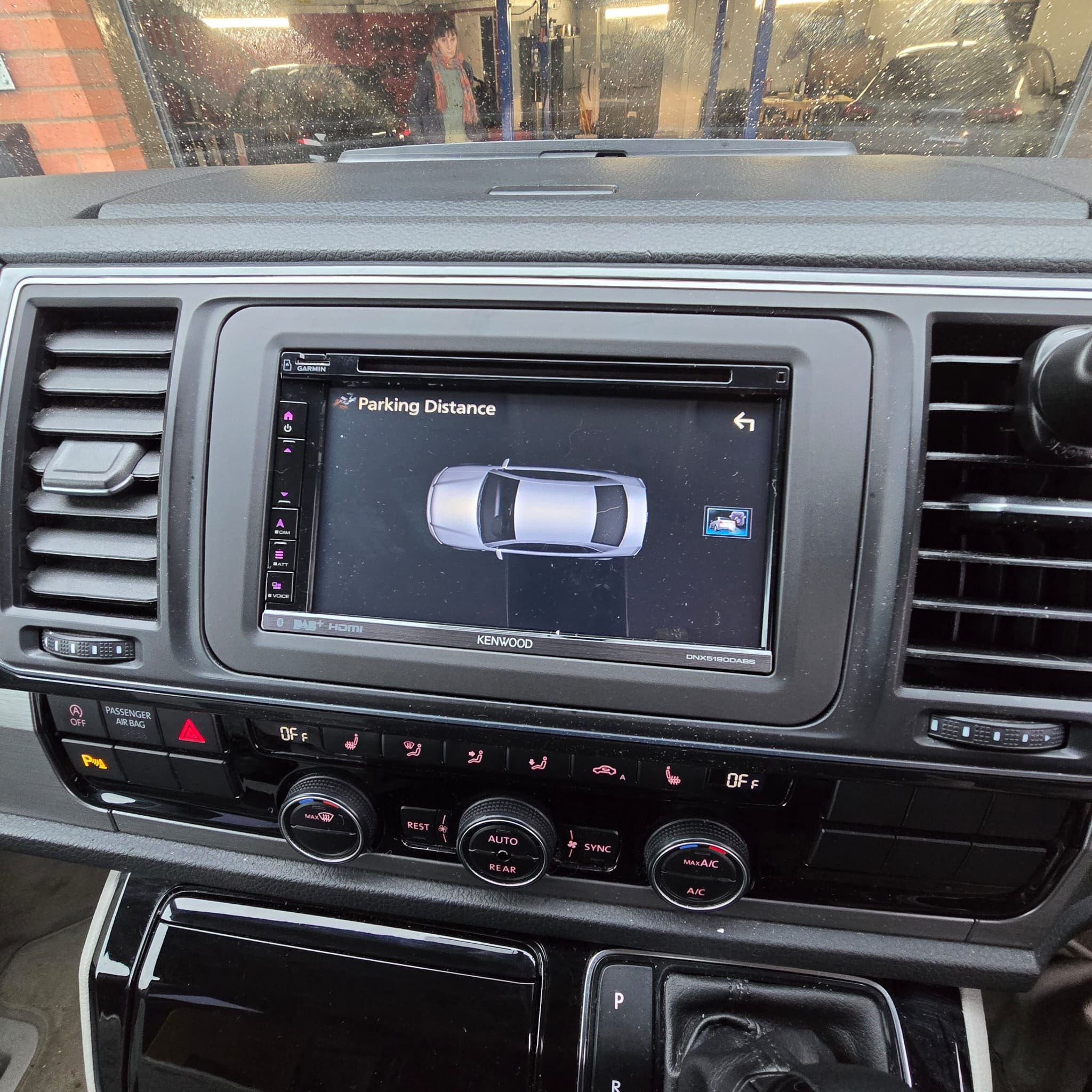 Colour-matched parking sensors on Volkswagen California with Kenwood DNX5180DABS and rear camera integration