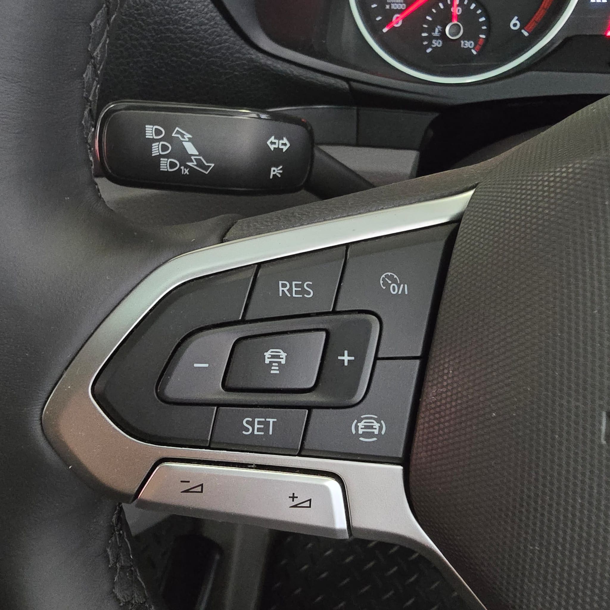 Newer-style steering wheel upgrade installed in a pre-facelift Volkswagen Crafter
