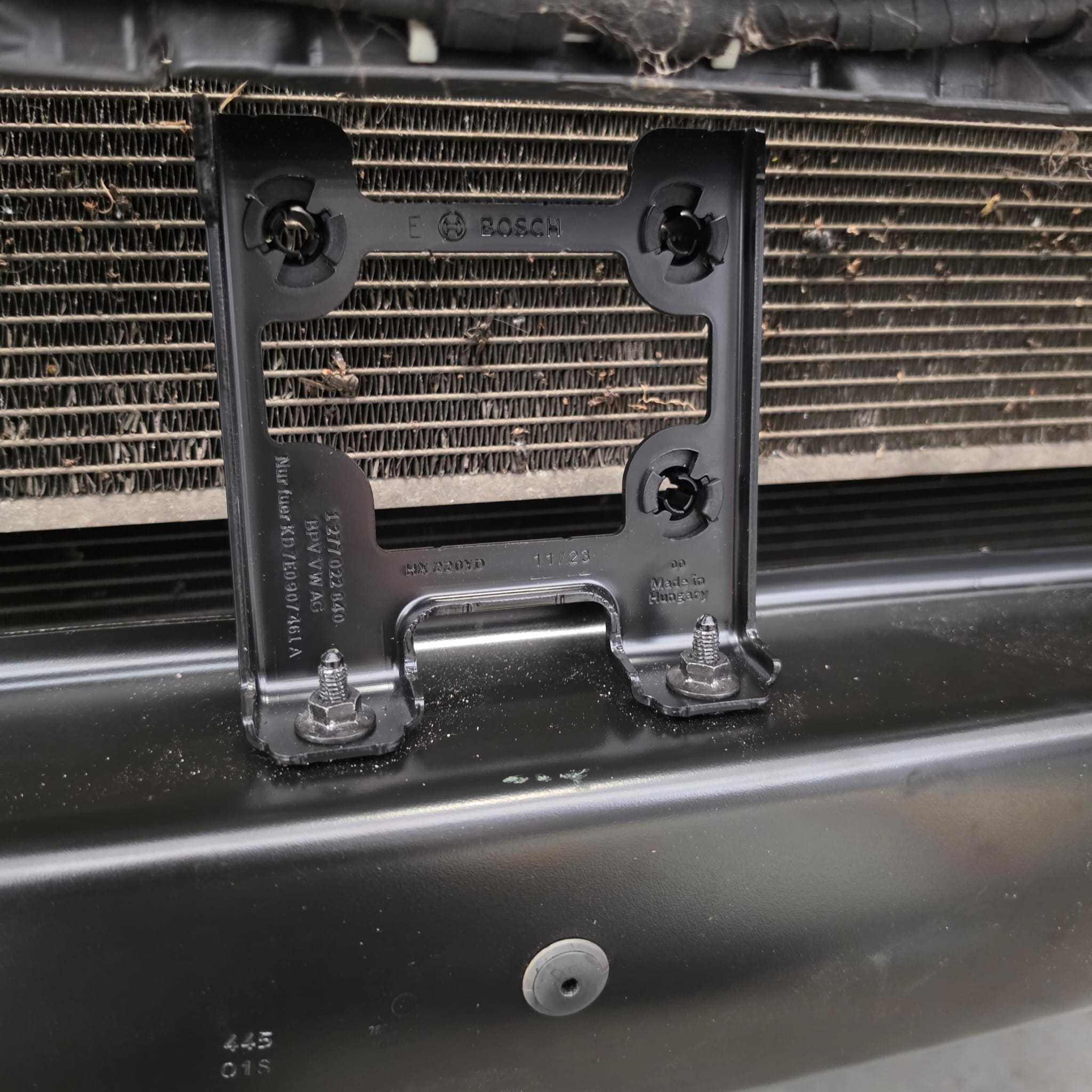 Front end retrofit work on a Volkswagen T6 California for radar and cruise control installation