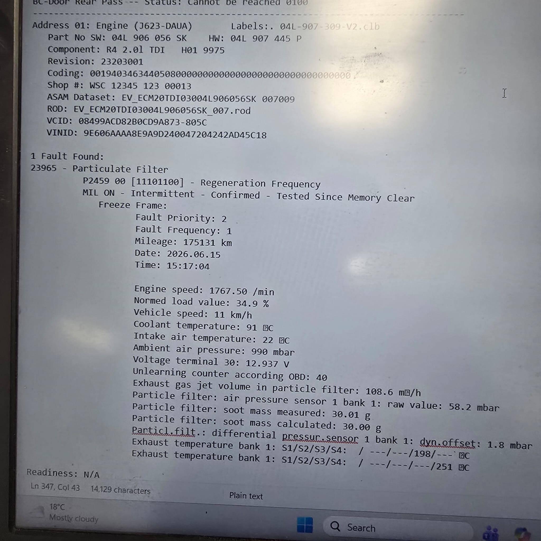 Diagnostic session on a VW Crafter for WeConnect faults and software updates