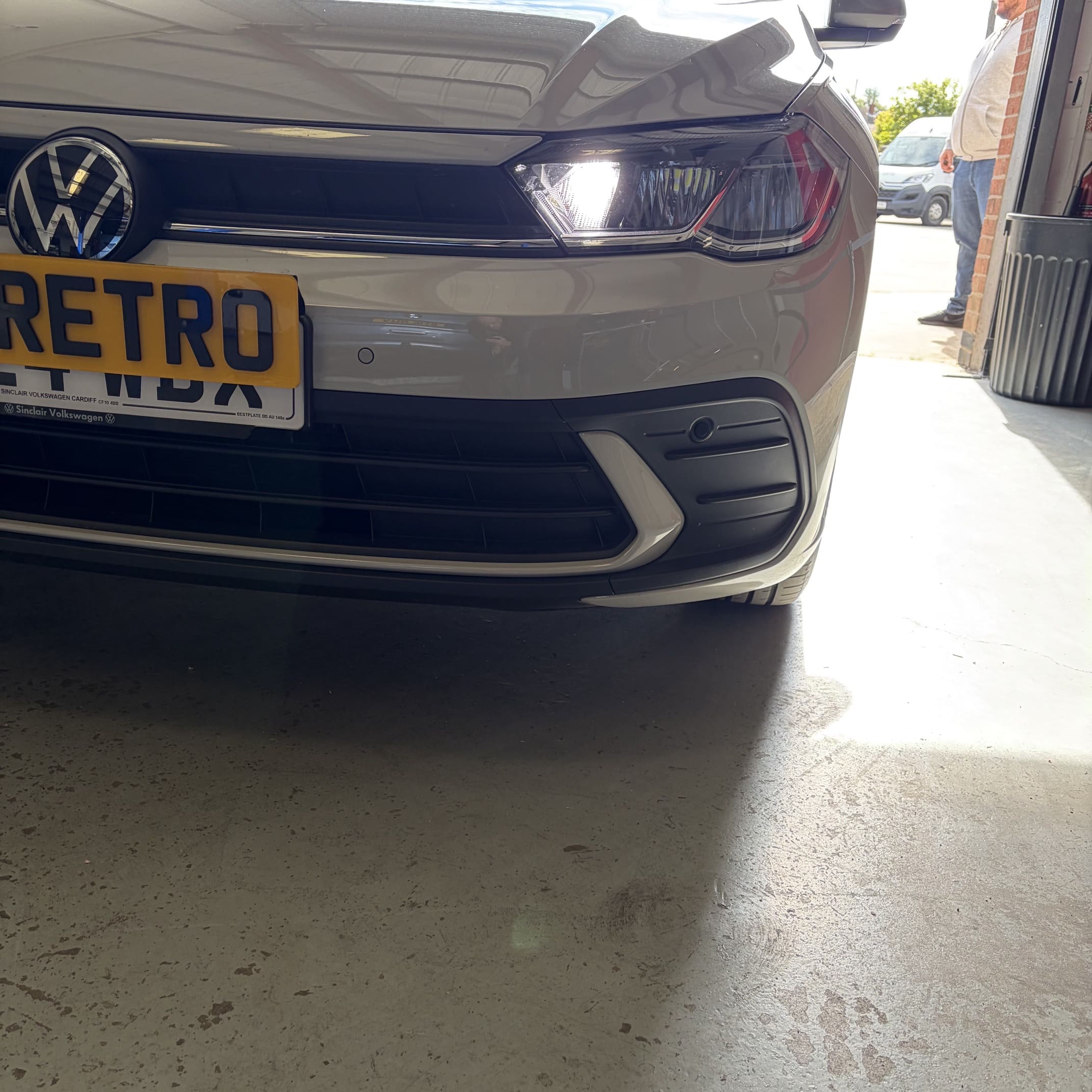 VW Polo AW front sensor retrofit with OEM-style appearance and brake activation