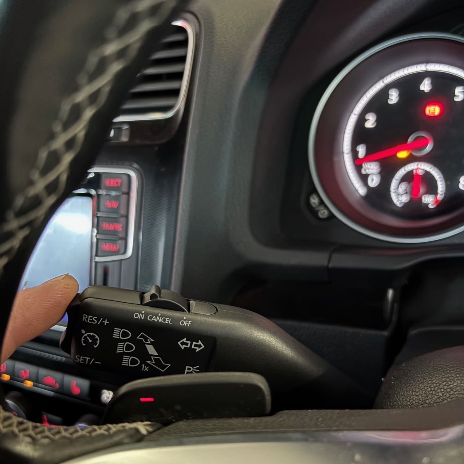 Cruise control retrofit installed on a VW Scirocco with OEM-style integration