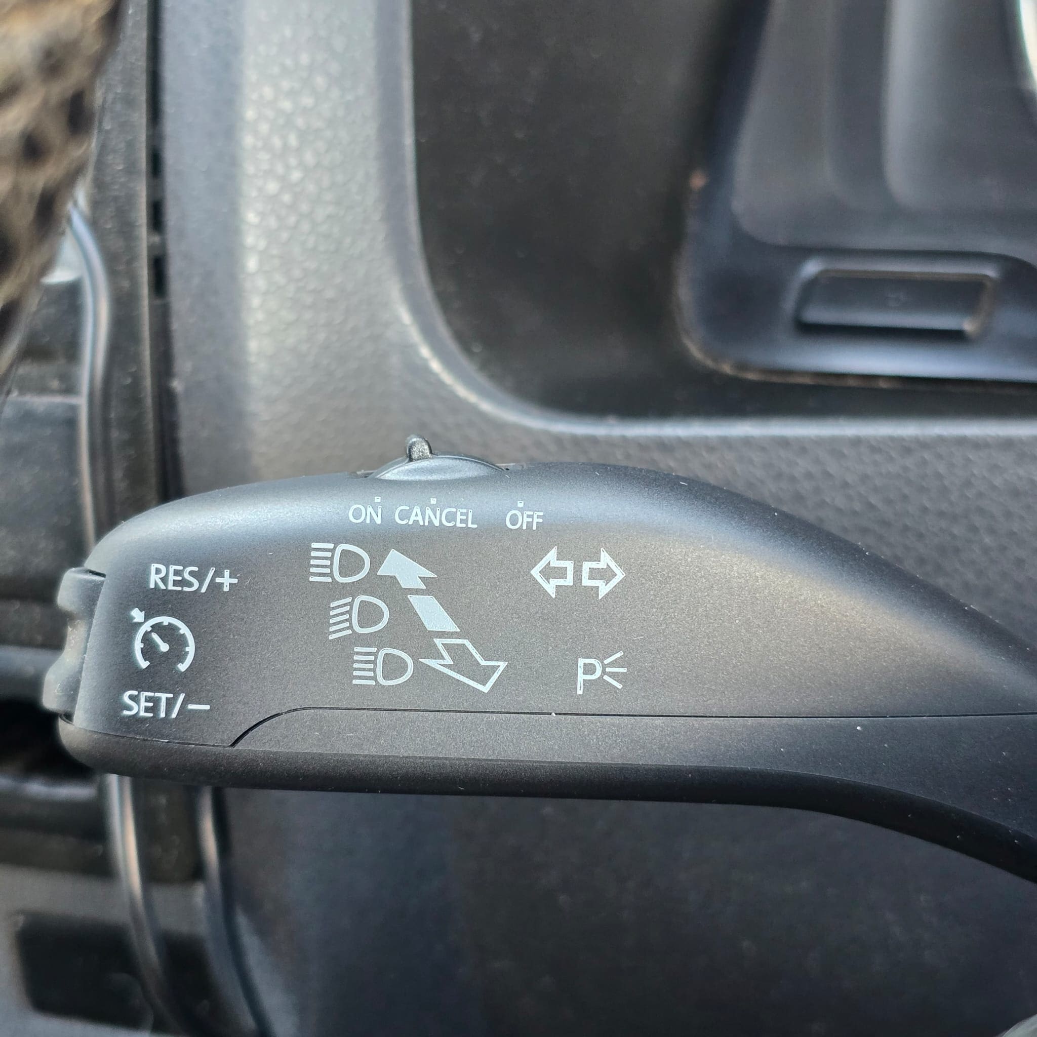 OEM cruise control stalk fitted to a VW T5.1 camper van