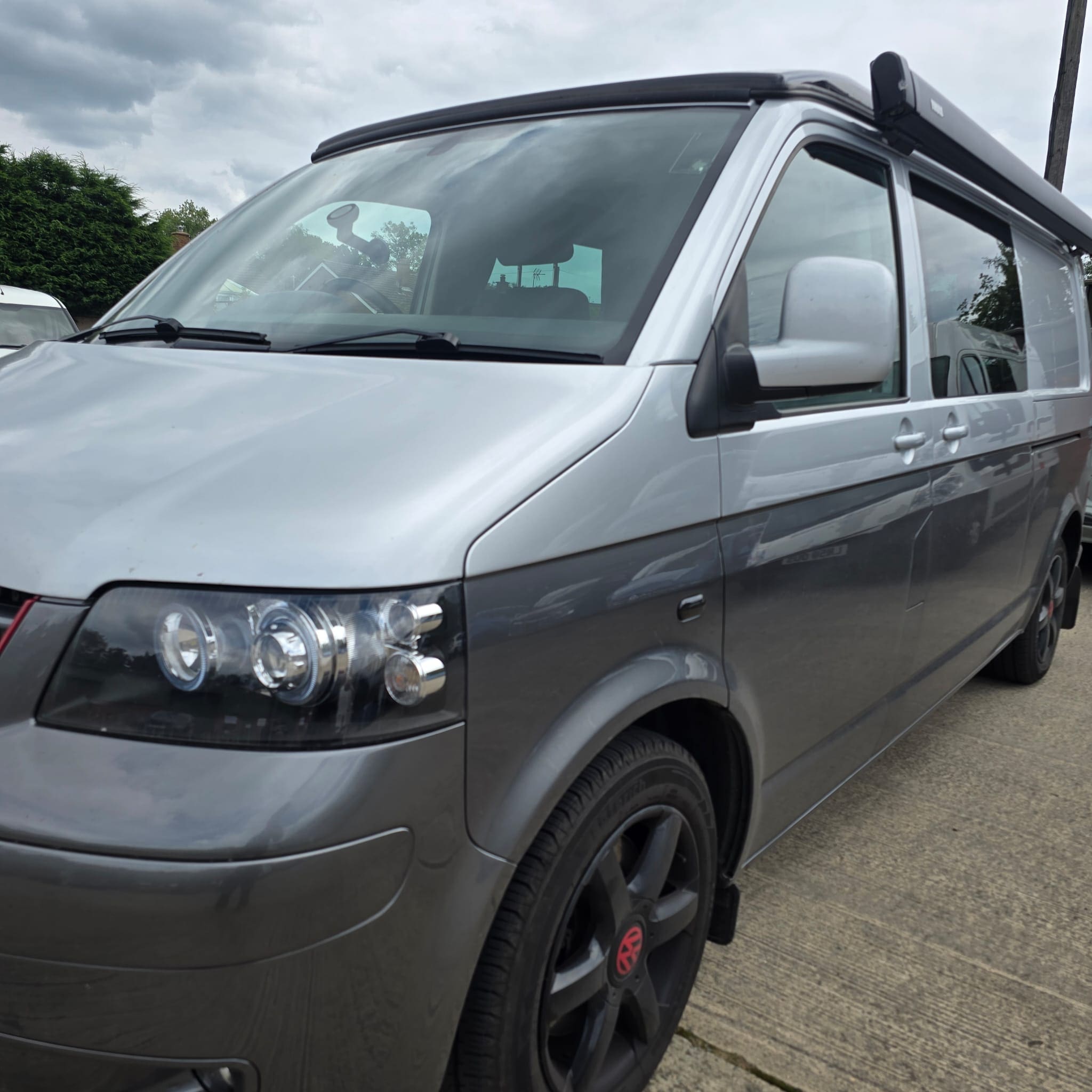 Volkswagen Transporter T5 fitted with a T6 heated windscreen during a tidy factory style retrofit