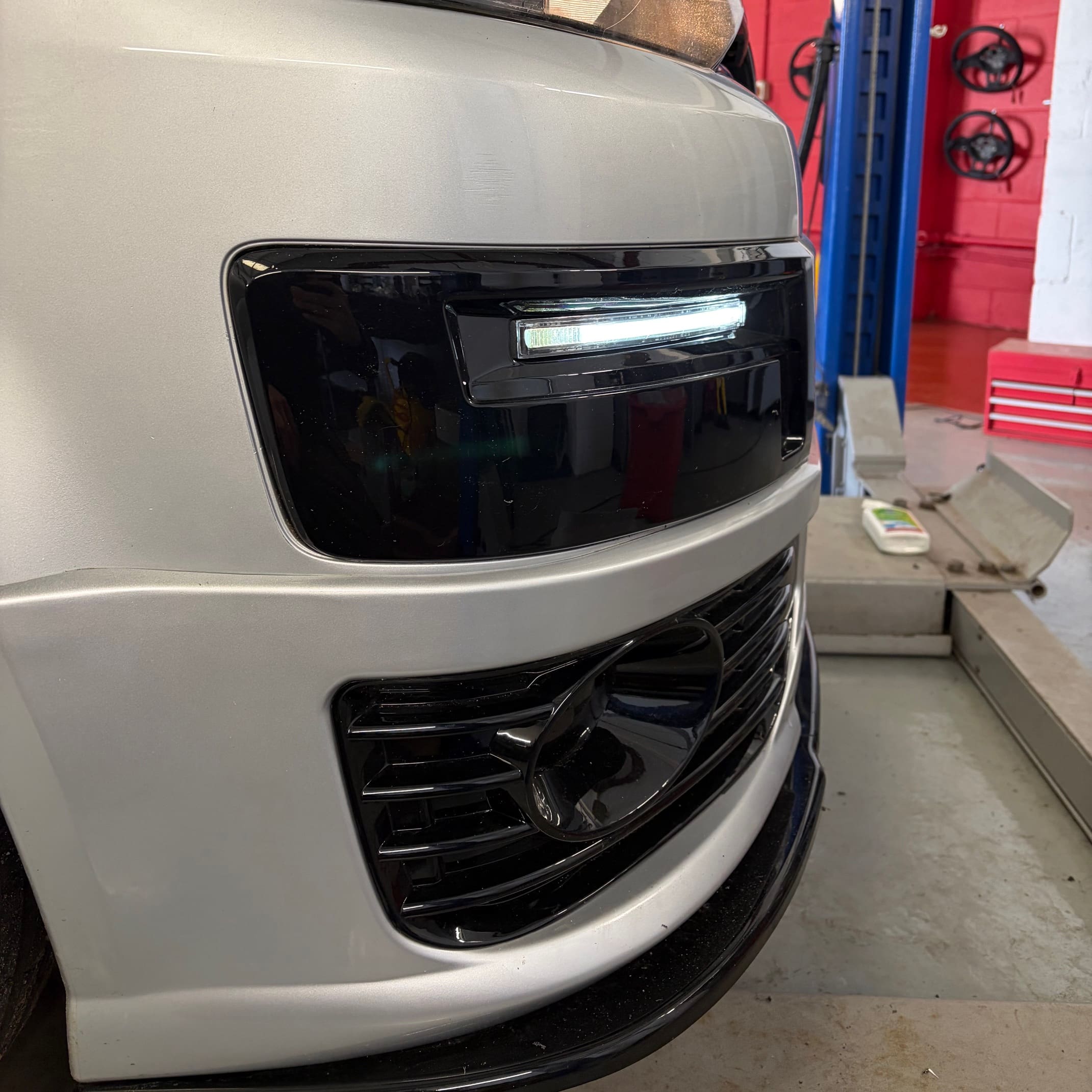 VW T5.1 front end after retrofit showing a cleaner, more modern look