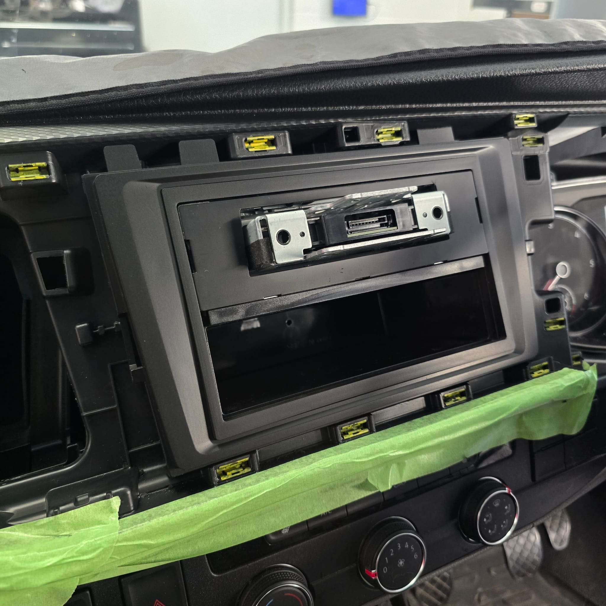 In-progress Alpine Halo 9 installation in VW T6.1 dashboard