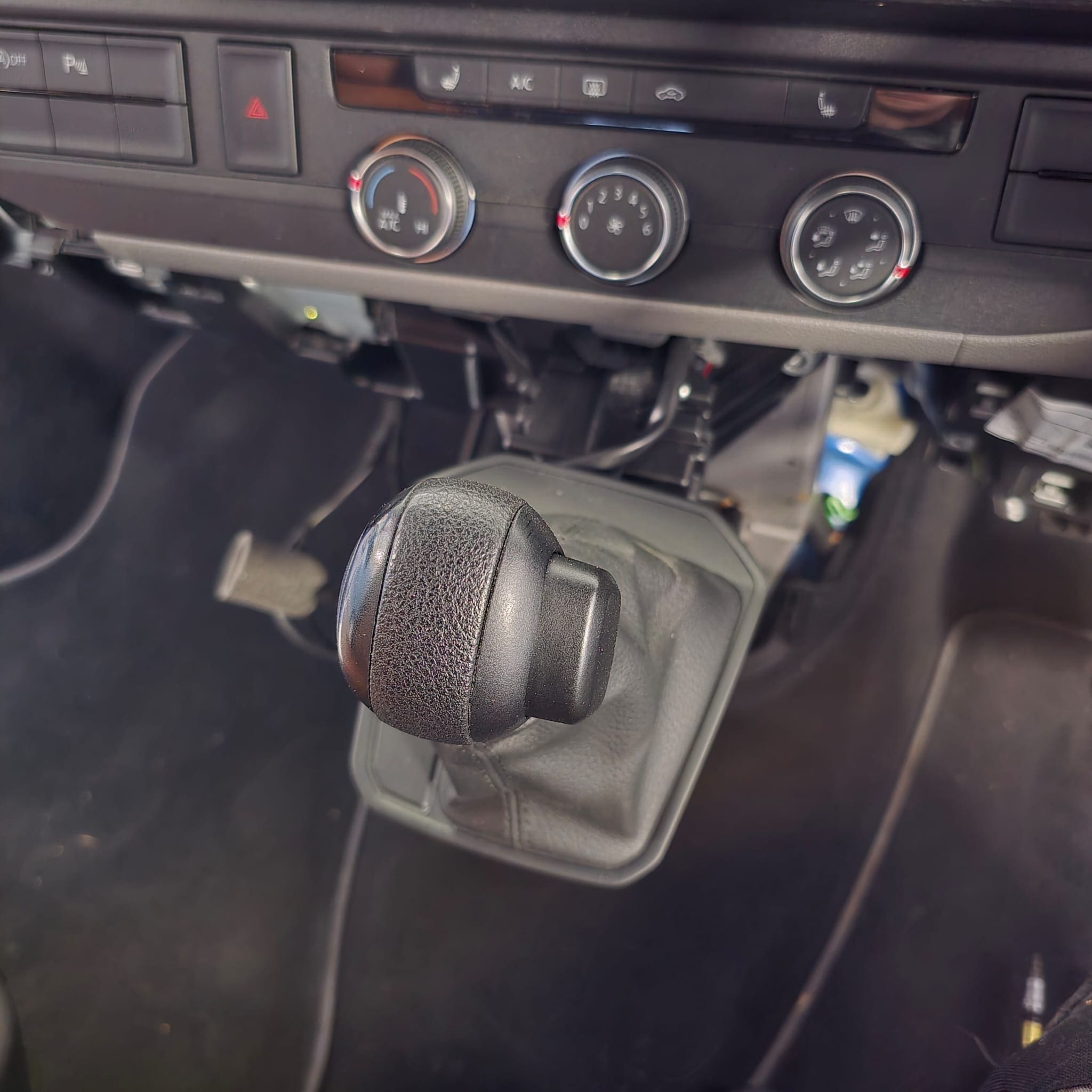 VW T6.1 center console area near DSG selector after repair and reassembly
